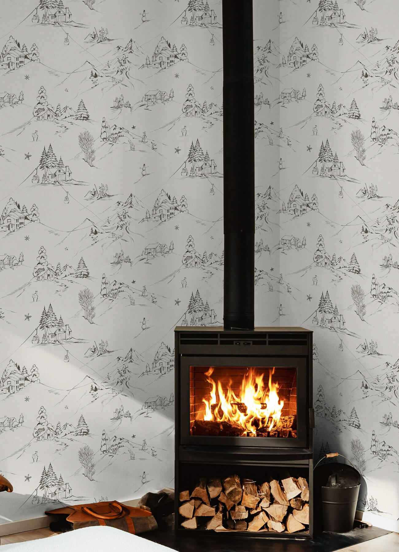 Mountain Side Charcoal Peel and Stick Wallpaper - York Wallcoverings - NUS6628 - York Wallcoverings Wallpaper