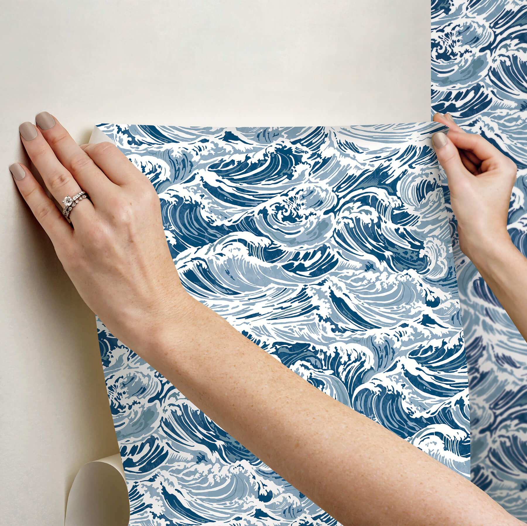 crashing-waves-navy-peel-and-stick-wallpaper-york-wallcoverings-nus6629 - York Wallcoverings Wallpaper