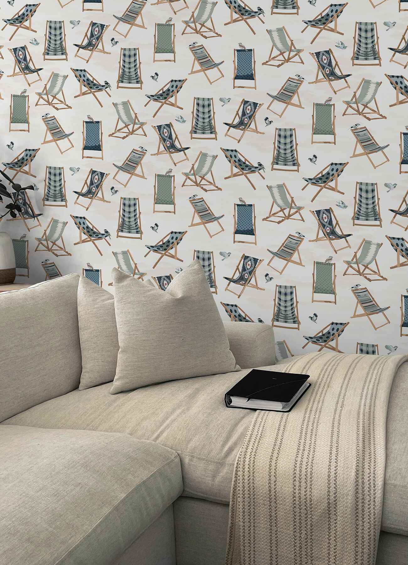Just Lounging Green Peel and Stick Wallpaper - York Wallcoverings - NUS6632 - York Wallcoverings Wallpaper