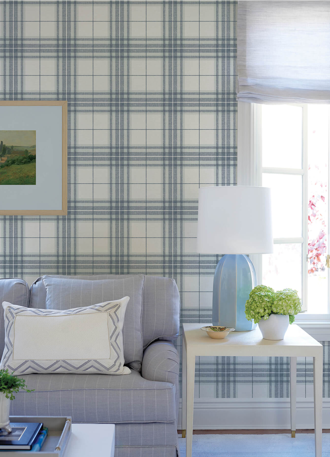 cabin-check-blue-plaid-wallpaper-york-wallcoverings-4192-27692 - York Wallcoverings Wallpaper