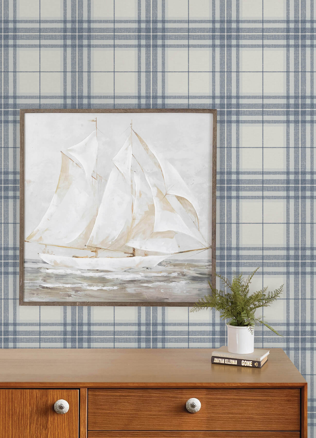 cabin-check-blue-plaid-wallpaper-york-wallcoverings-4192-27692 - York Wallcoverings Wallpaper