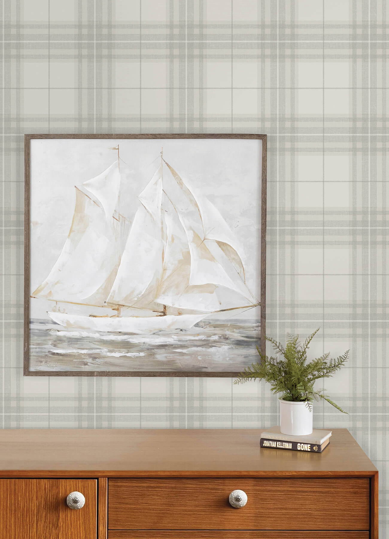 cabin-check-grey-plaid-wallpaper-york-wallcoverings-4192-27693 - York Wallcoverings Wallpaper