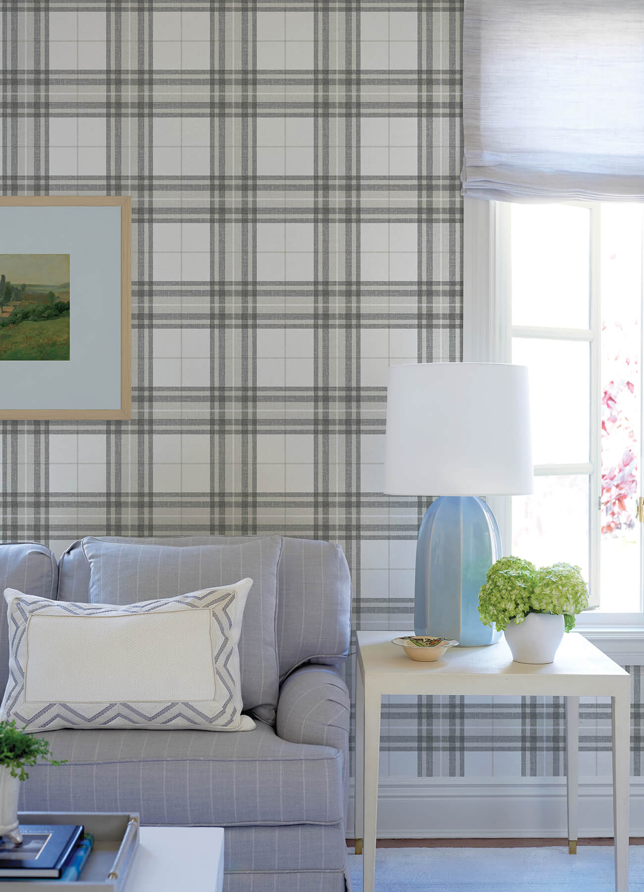 cabin-check-charcoal-plaid-wallpaper-york-wallcoverings-4192-27694 - York Wallcoverings Wallpaper
