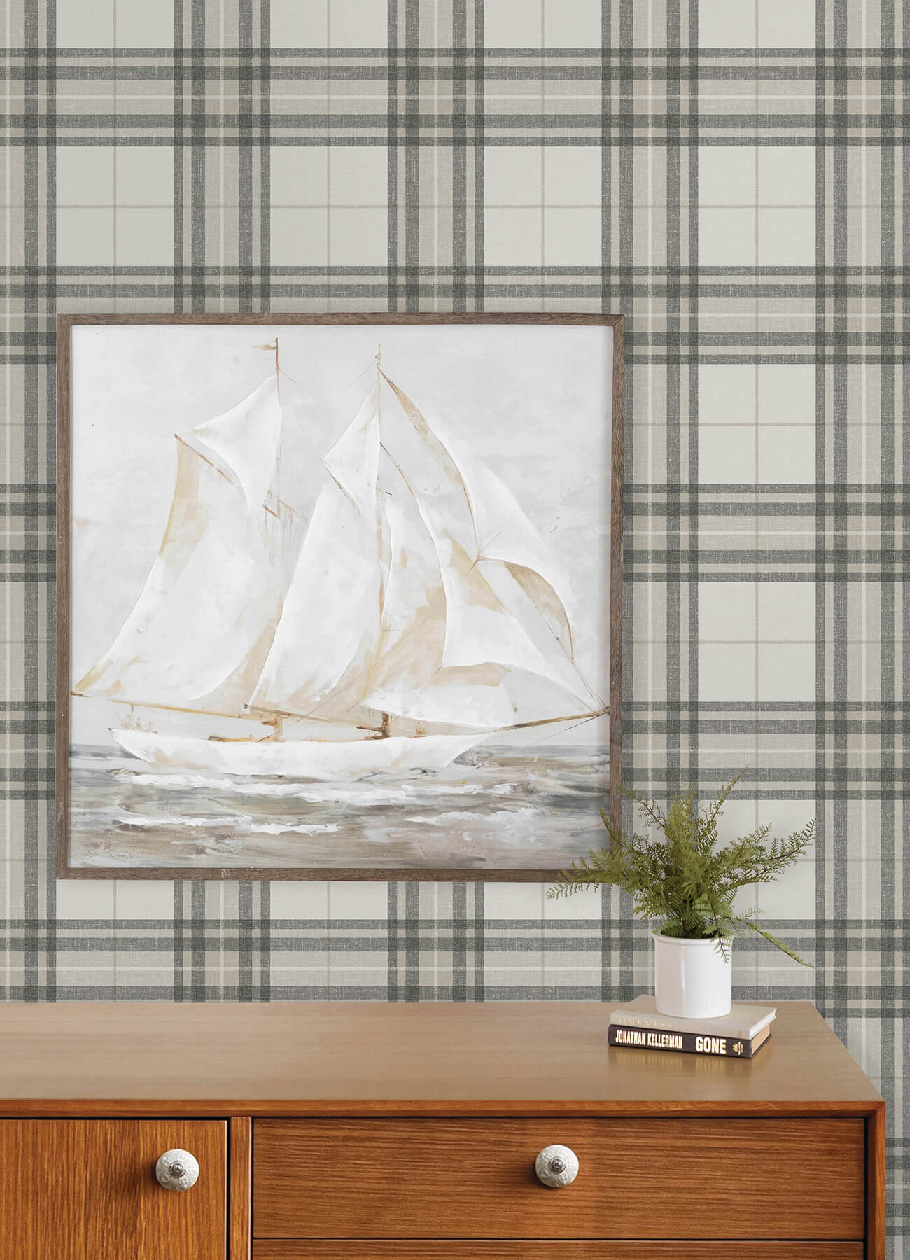 cabin-check-charcoal-plaid-wallpaper-york-wallcoverings-4192-27694 - York Wallcoverings Wallpaper