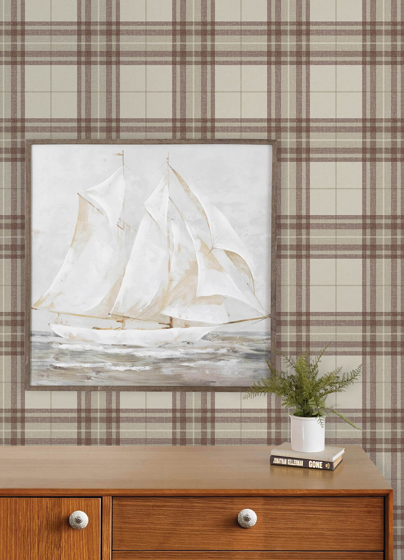 cabin-check-rust-plaid-wallpaper-york-wallcoverings-4192-27696 - York Wallcoverings Wallpaper