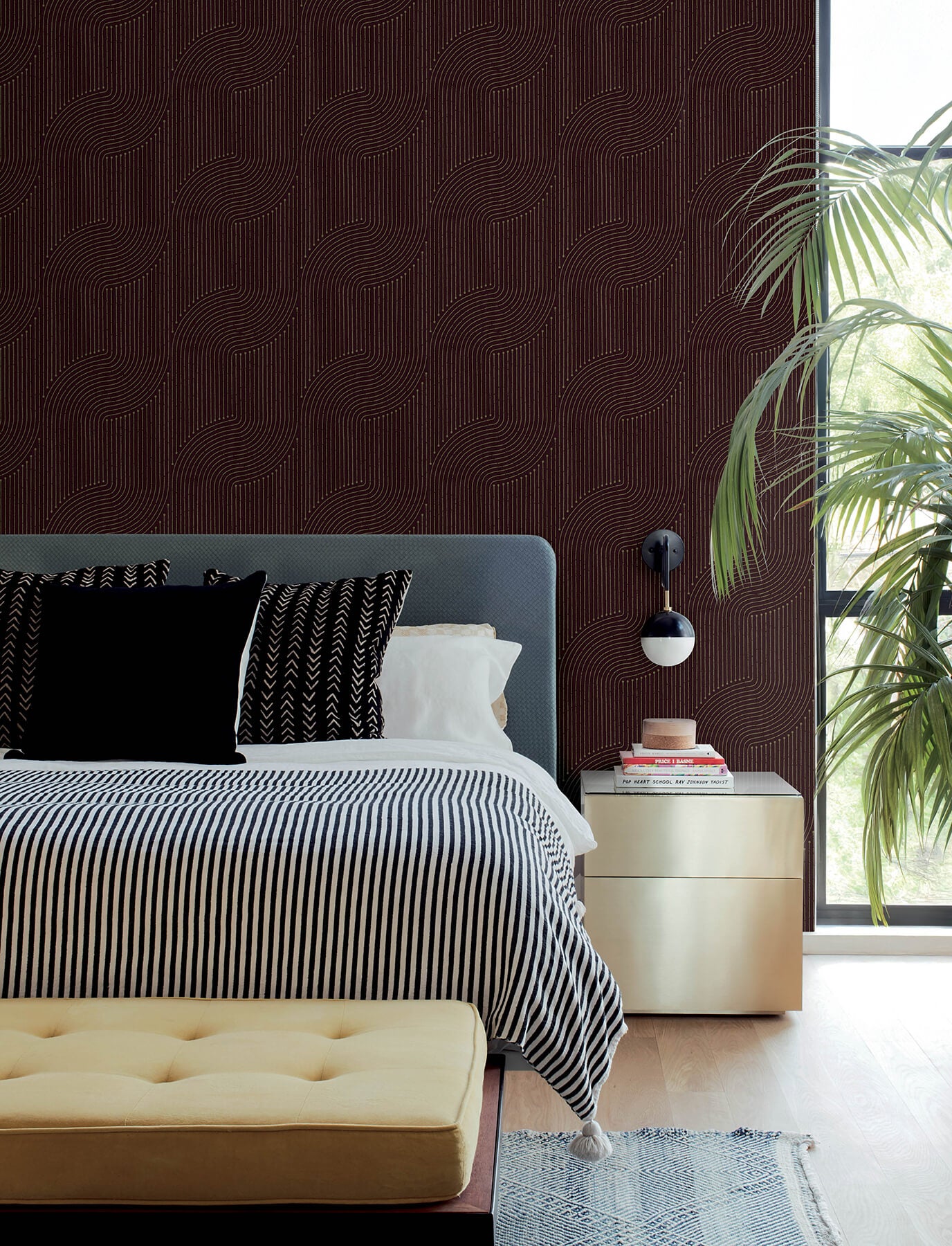 braddock-merlot-rhythmic-flow-wallpaper-york-wallcoverings-4198-27807 - York Wallcoverings Wallpaper