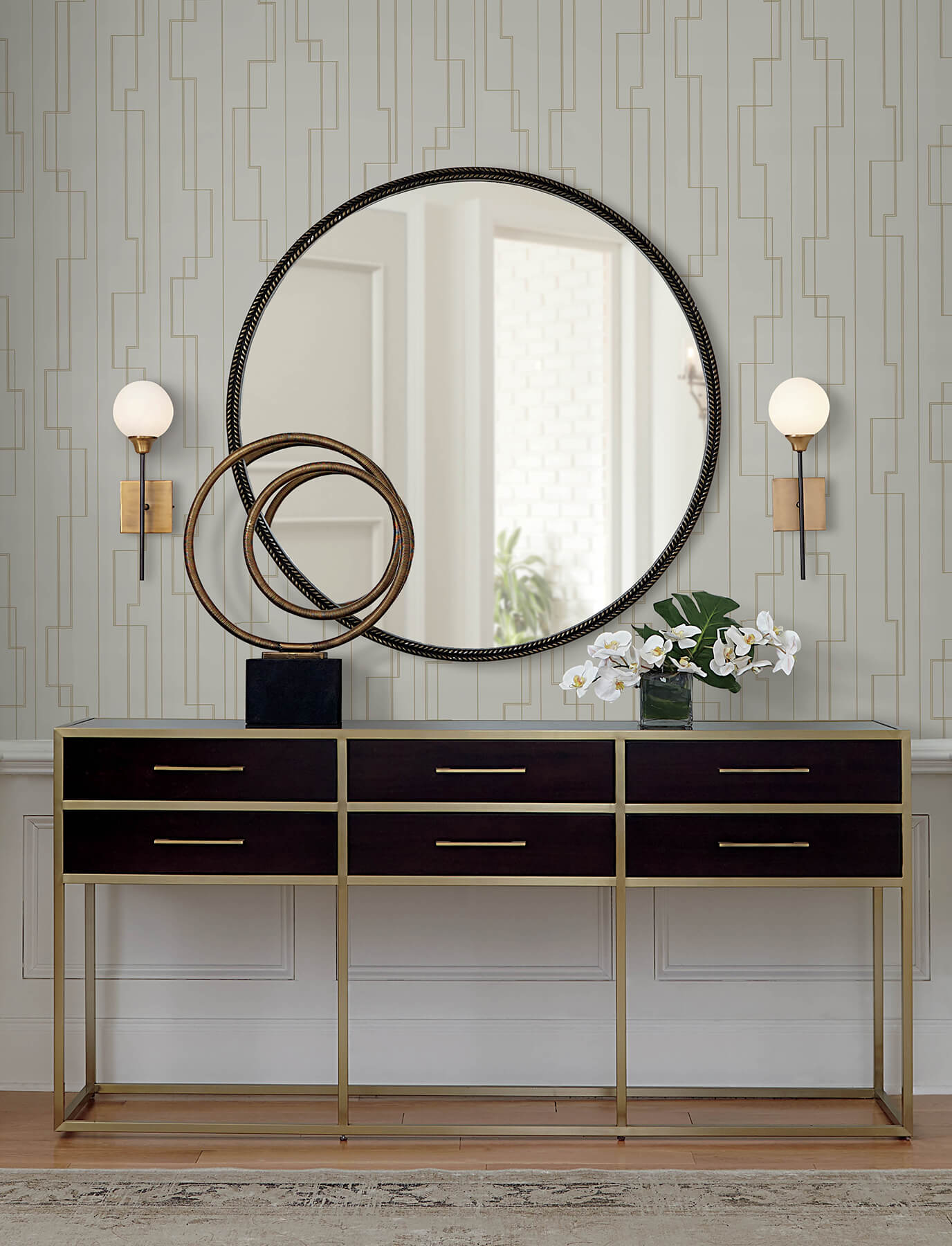 anson-taupe-deco-detailing-wallpaper-york-wallcoverings-4198-27812 - York Wallcoverings Wallpaper