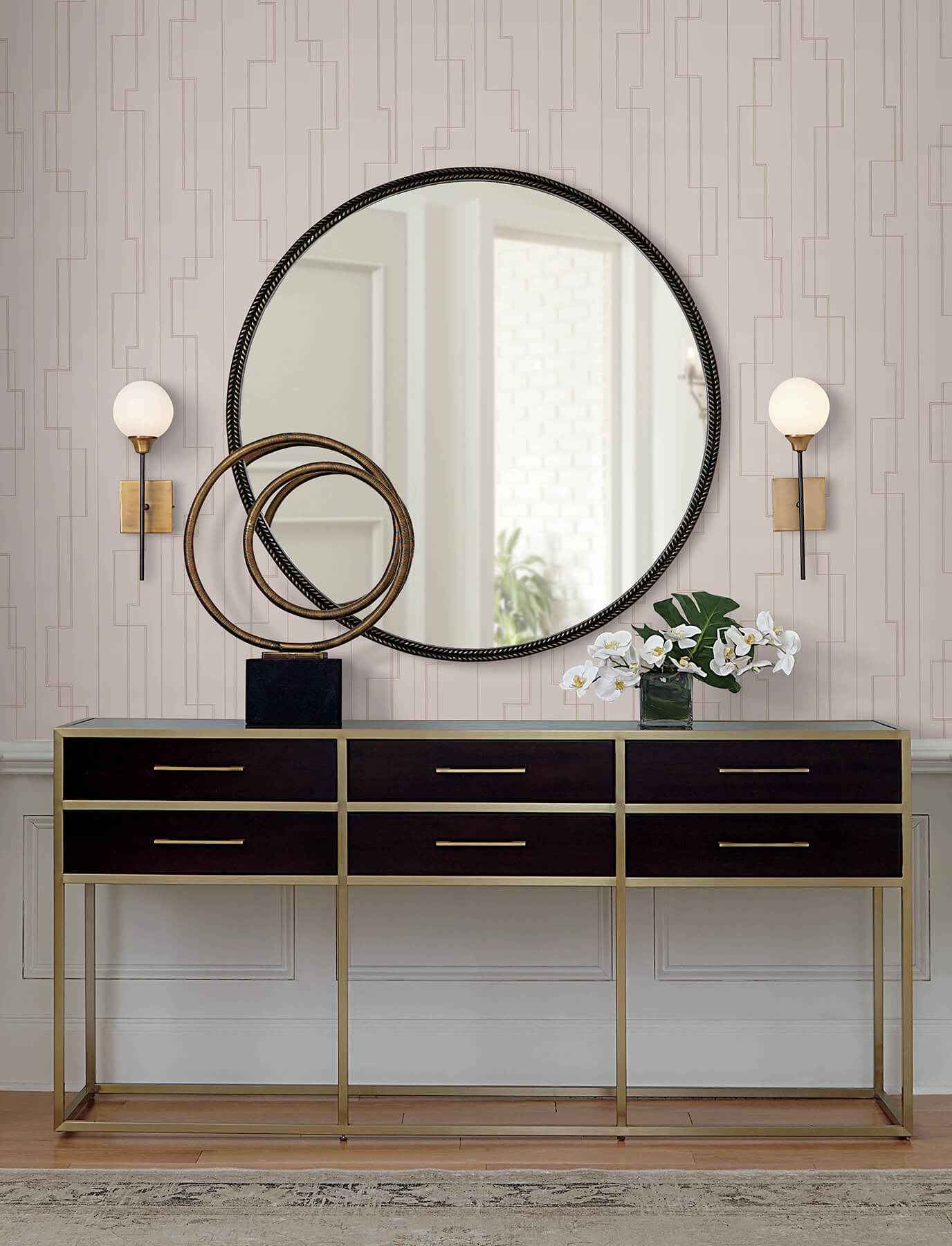 Anson Blush Deco Detailing Wallpaper - York Wallcoverings - 4198-27813 - York Wallcoverings Wallpaper