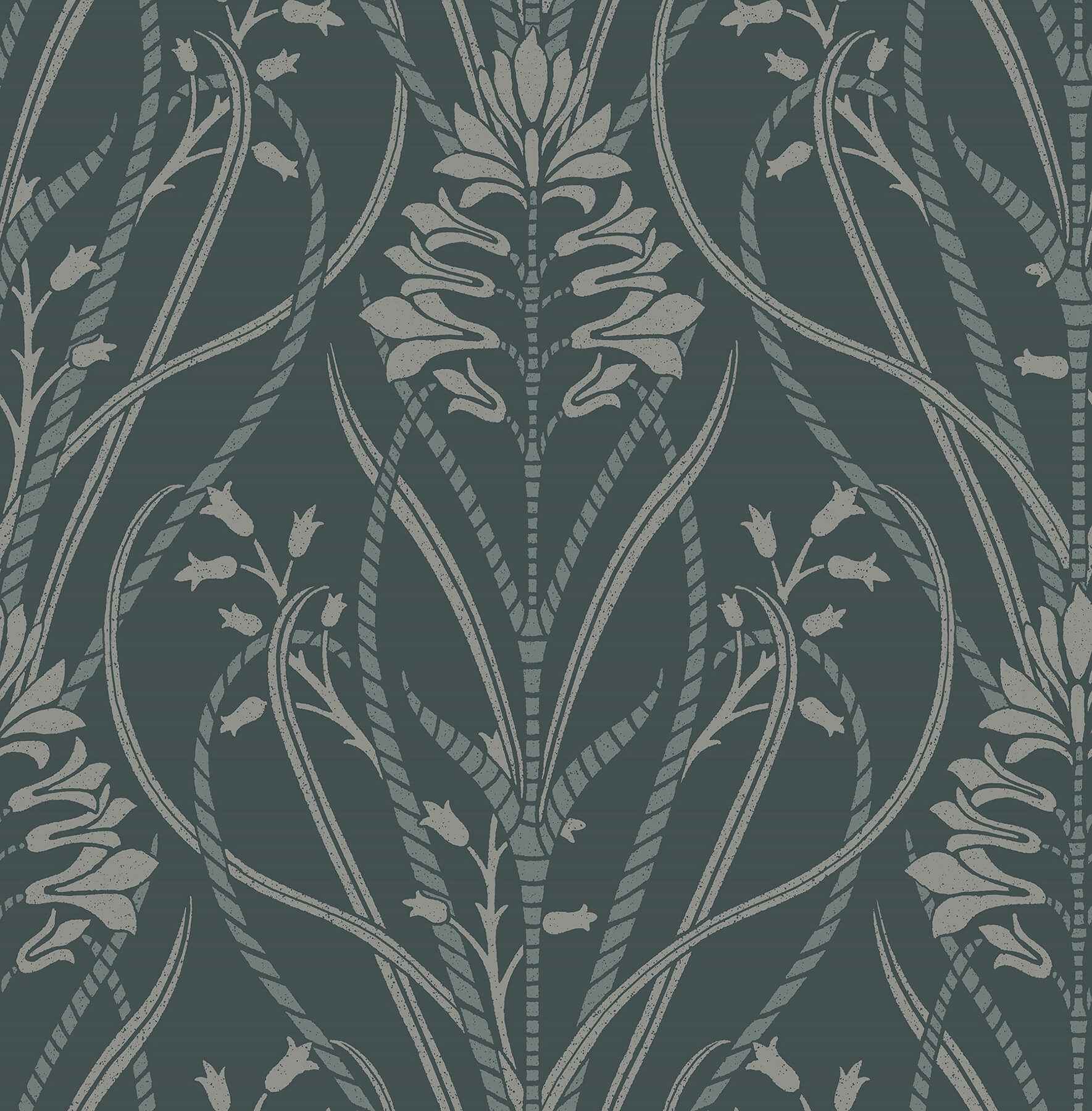 Rosalind Teal Iris Damask Wallpaper - York Wallcoverings - 4198-27820