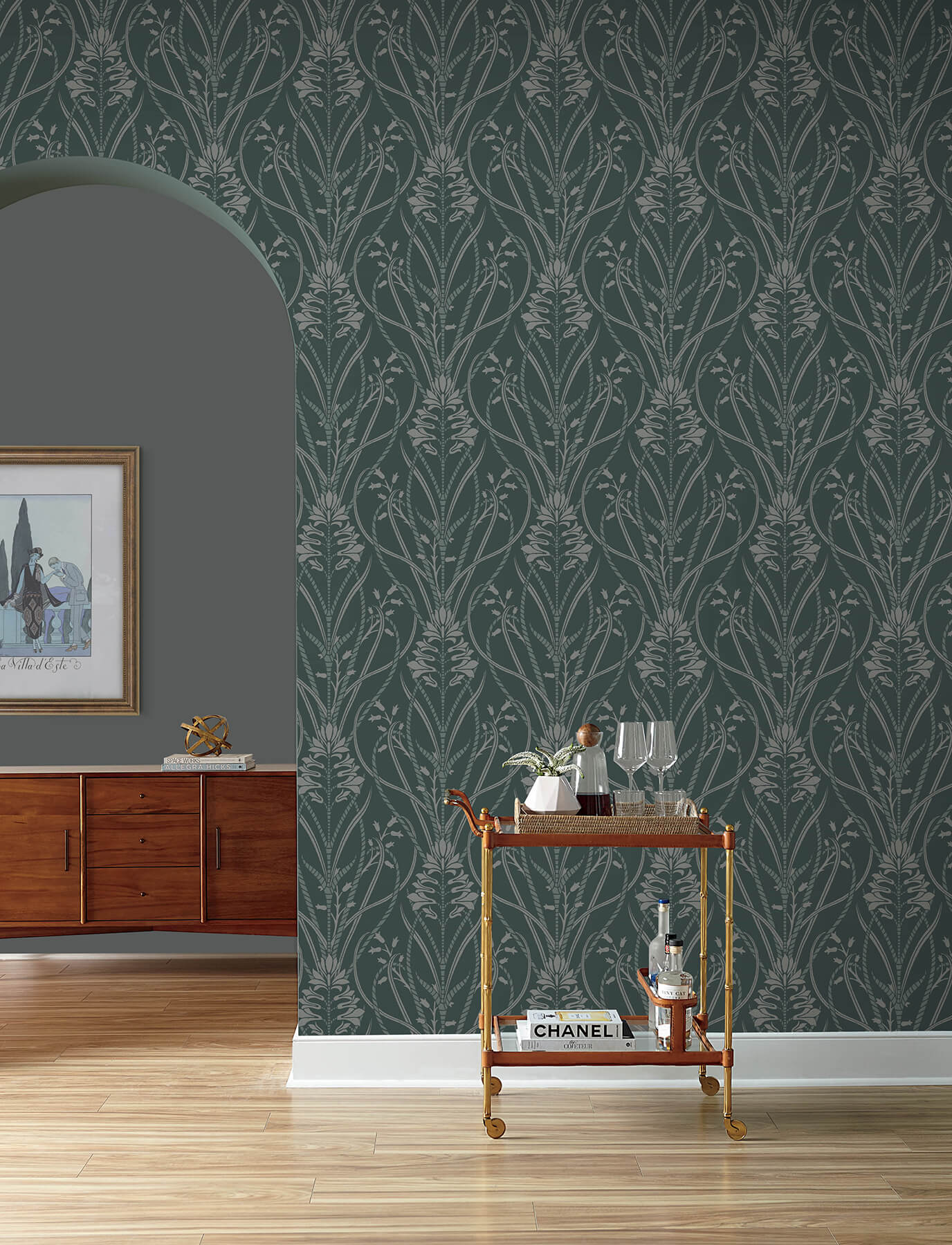 rosalind-teal-iris-damask-wallpaper-york-wallcoverings-4198-27820 - York Wallcoverings Wallpaper