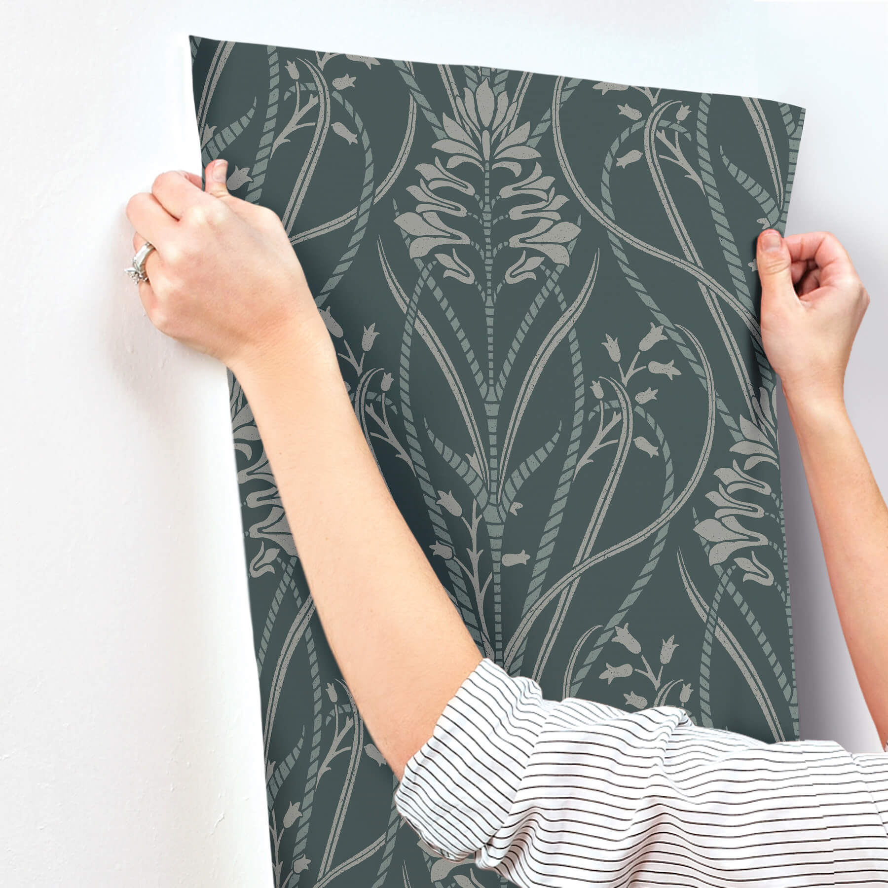 rosalind-teal-iris-damask-wallpaper-york-wallcoverings-4198-27820 - York Wallcoverings Wallpaper