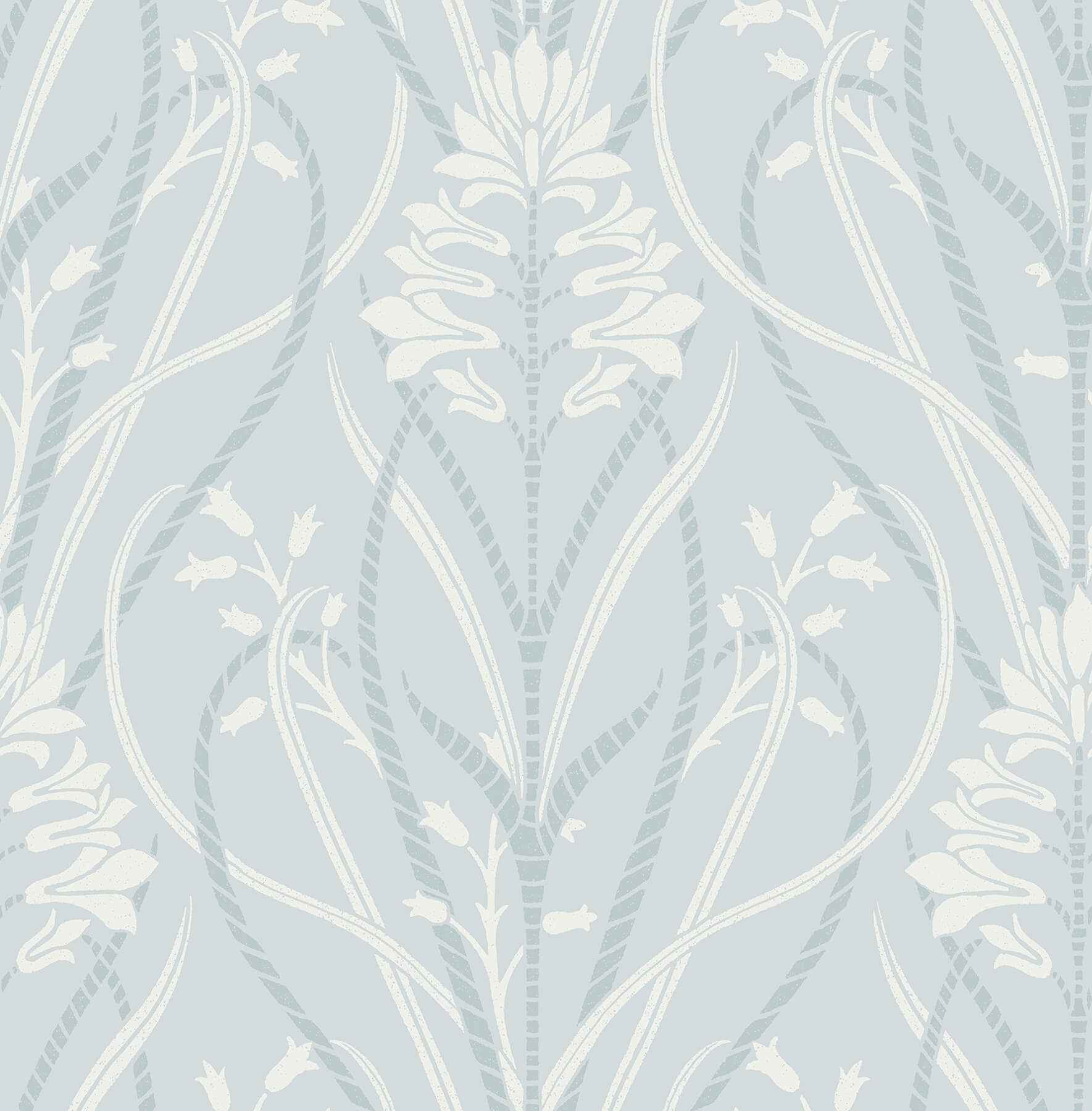 Rosalind Sky Blue Iris Damask Wallpaper - York Wallcoverings - 4198-27821 - York Wallcoverings Wallpaper