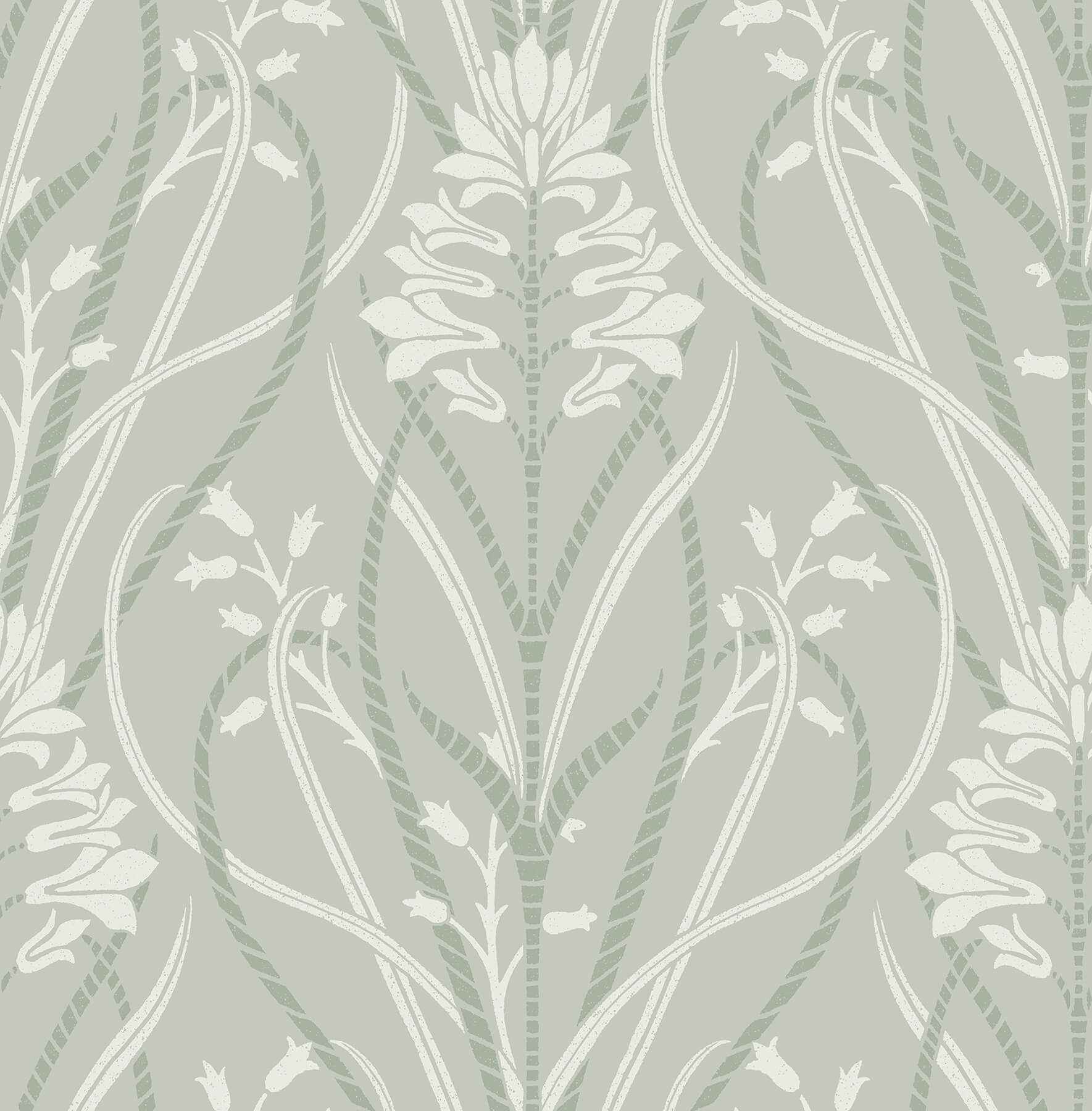 Rosalind Sage Iris Damask Wallpaper - York Wallcoverings - 4198-27822 - York Wallcoverings Wallpaper