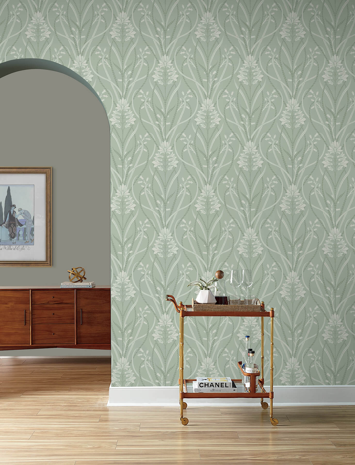 rosalind-sage-iris-damask-wallpaper-york-wallcoverings-4198-27822 - York Wallcoverings Wallpaper