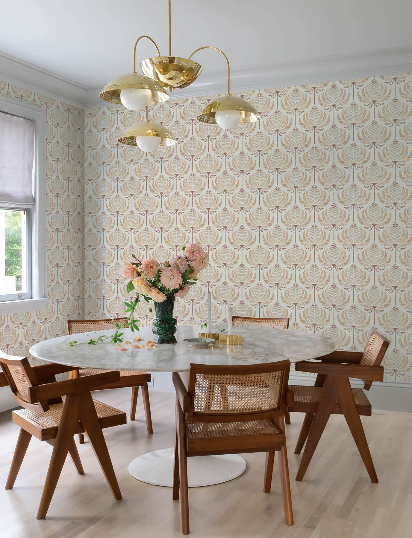 ferrenby-apricot-floral-fan-wallpaper-york-wallcoverings-4198-27829 - York Wallcoverings Wallpaper
