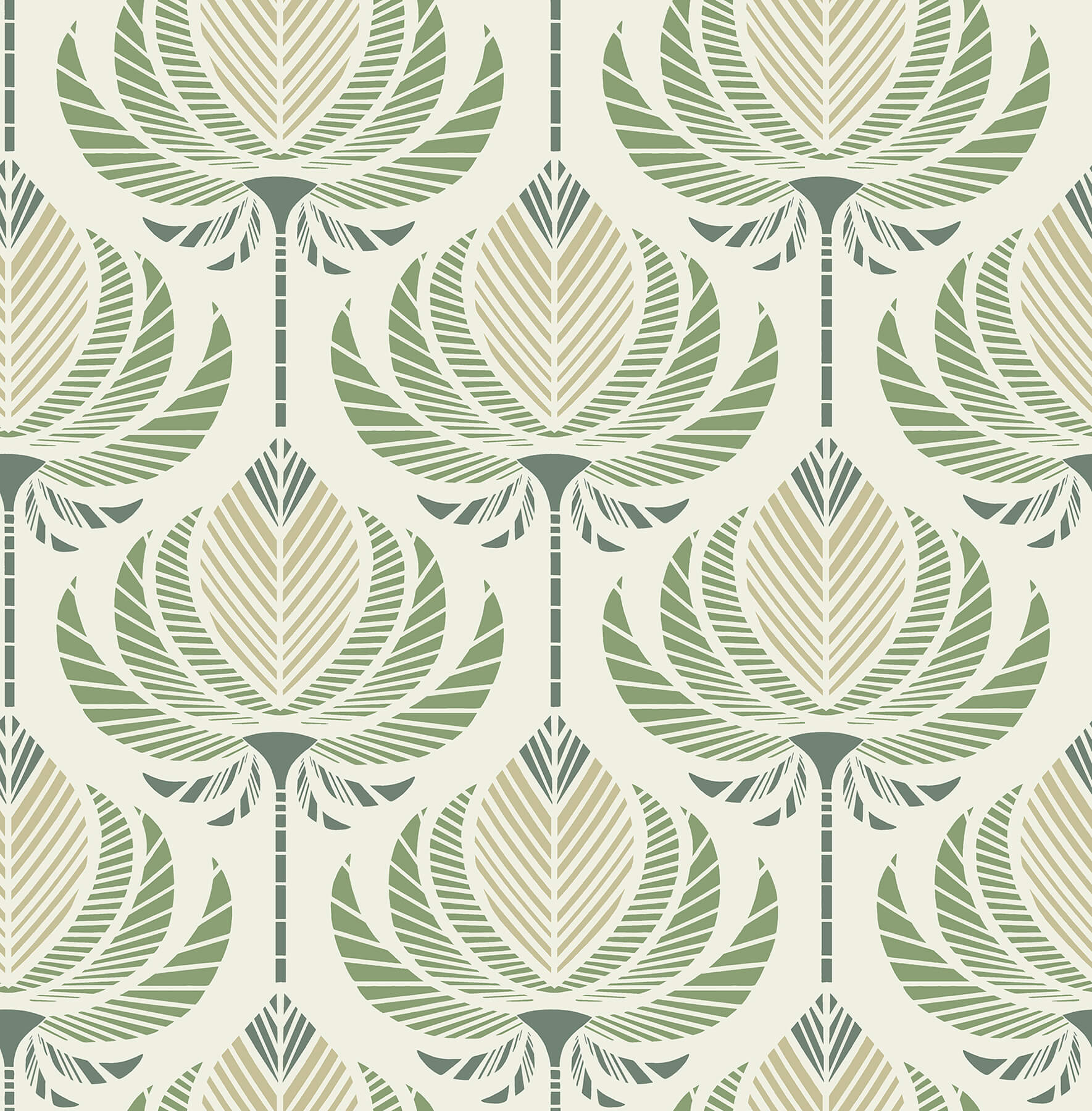 ferrenby-green-floral-fan-wallpaper-york-wallcoverings-4198-27830 - York Wallcoverings Wallpaper