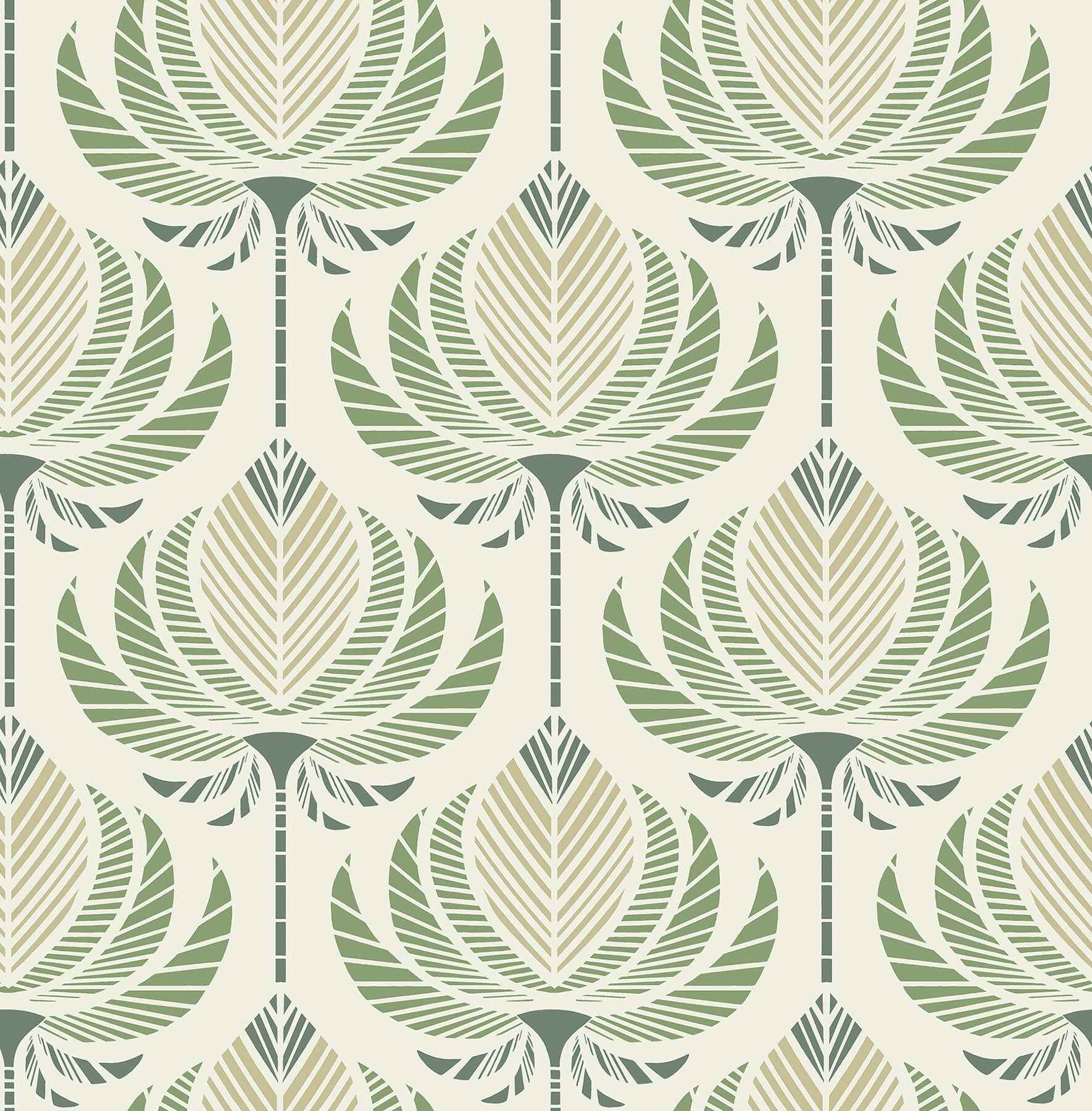 Ferrenby Green Floral Fan Wallpaper - York Wallcoverings - 4198-27830 - York Wallcoverings Wallpaper