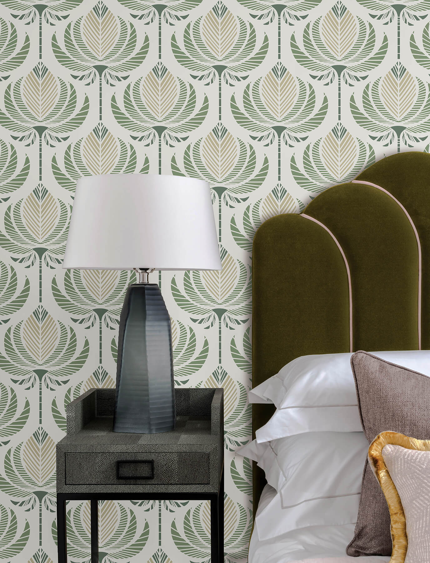 ferrenby-green-floral-fan-wallpaper-york-wallcoverings-4198-27830 - York Wallcoverings Wallpaper