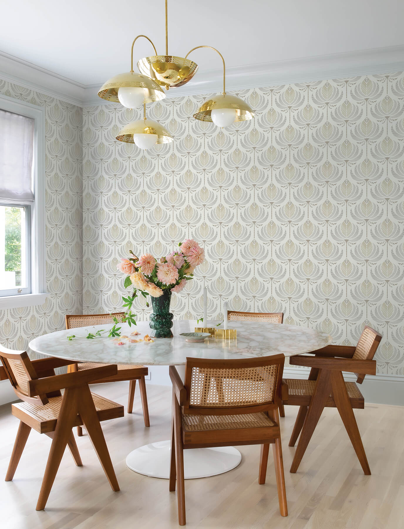 ferrenby-metallic-floral-fan-wallpaper-york-wallcoverings-4198-27832 - York Wallcoverings Wallpaper