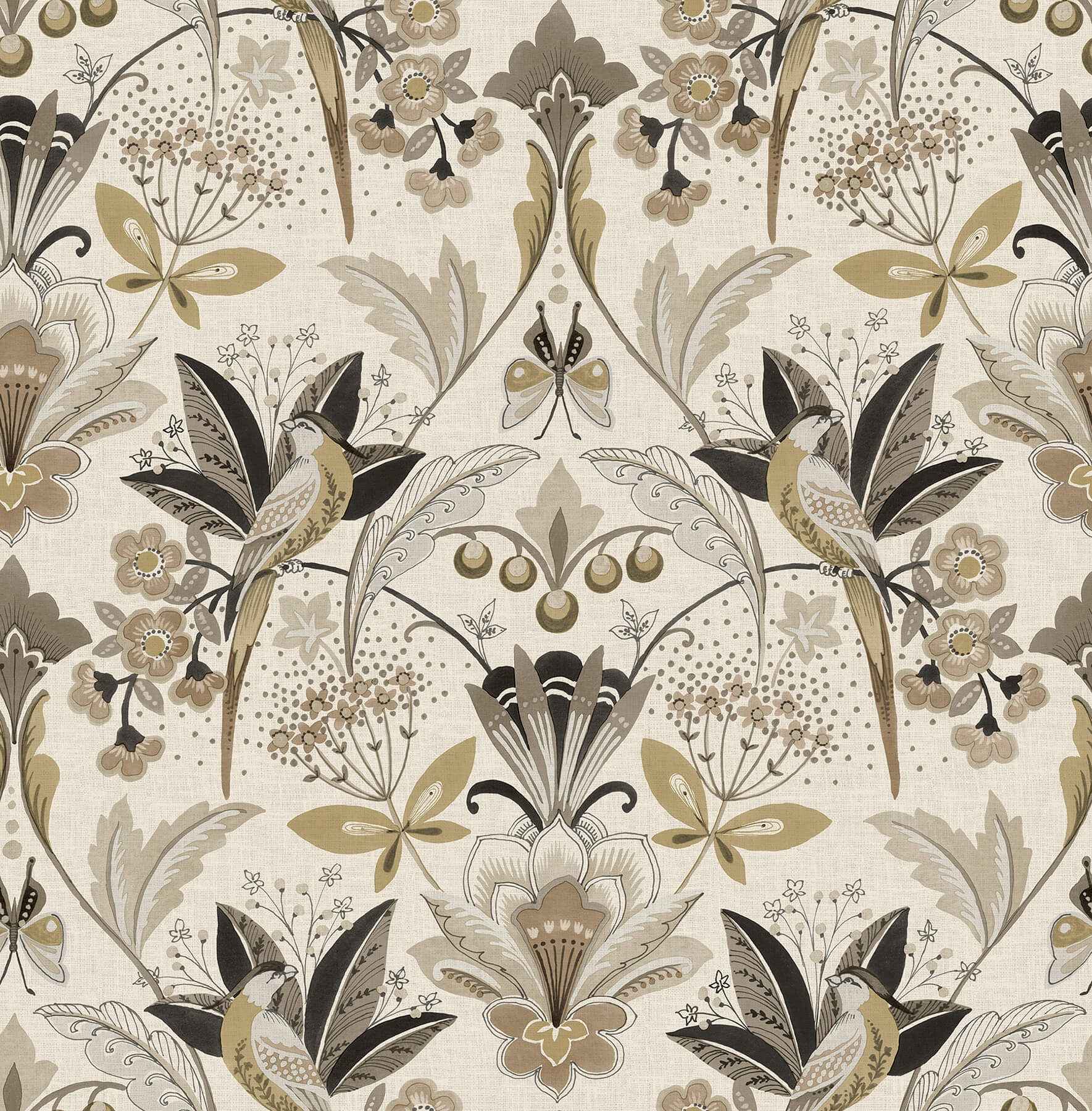 Bernadette Black Garden Wilderness Wallpaper - York Wallcoverings - 4198-27834