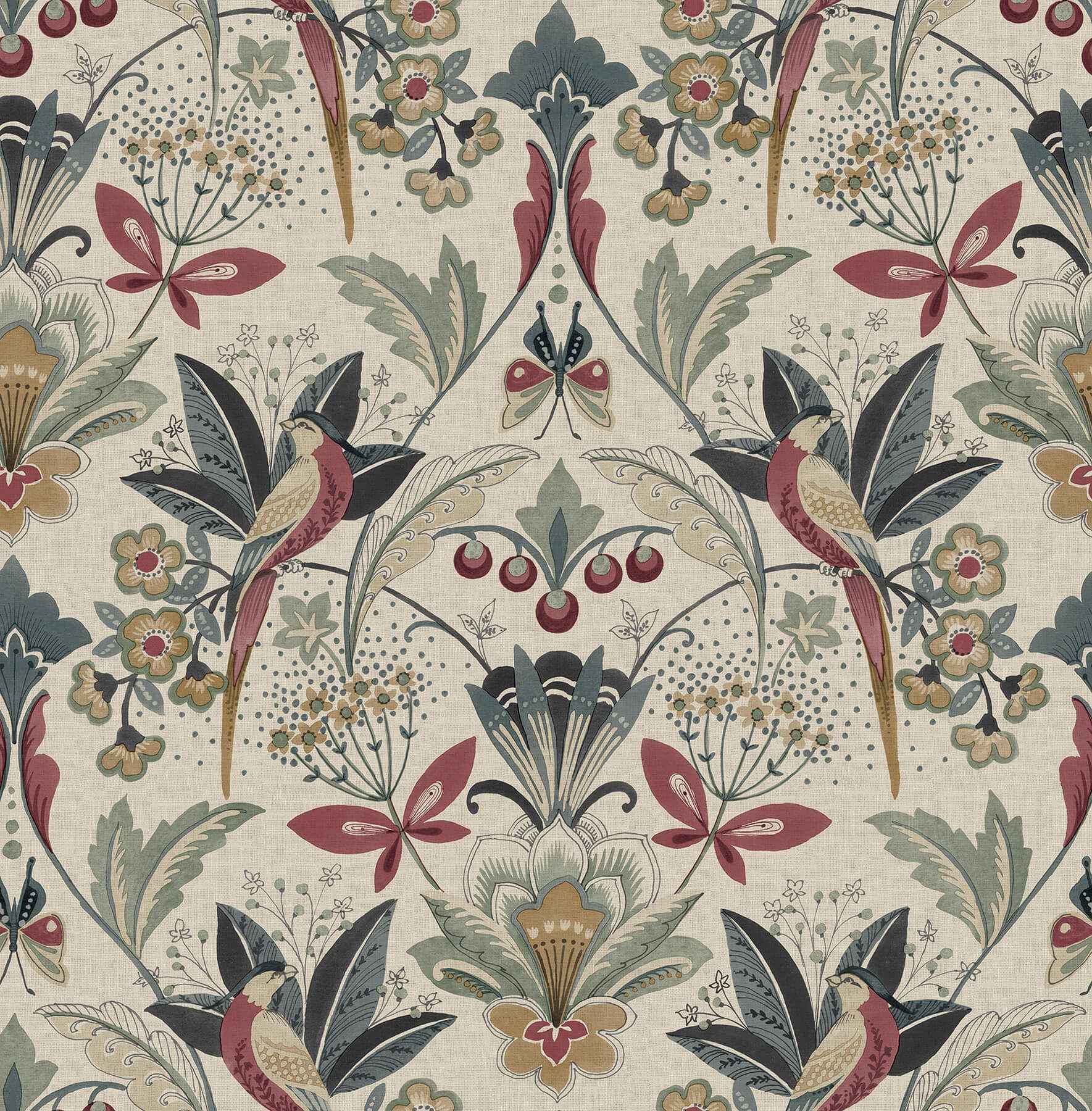 Bernadette Merlot Garden Wilderness Wallpaper - York Wallcoverings - 4198-27836 - York Wallcoverings Wallpaper