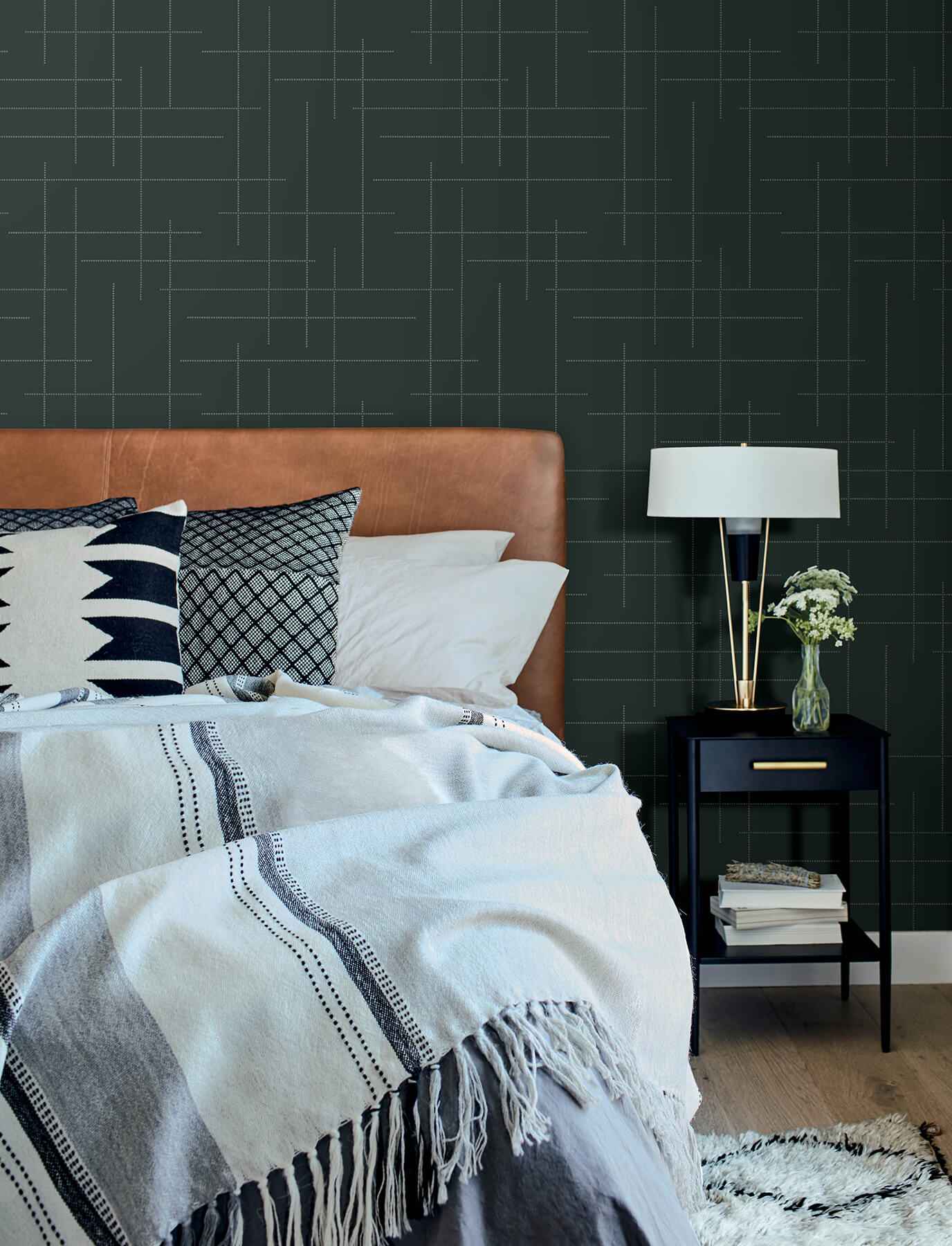 Wylie Teal Dotted Gridlines Wallpaper - York Wallcoverings - 4198-83478 - York Wallcoverings Wallpaper