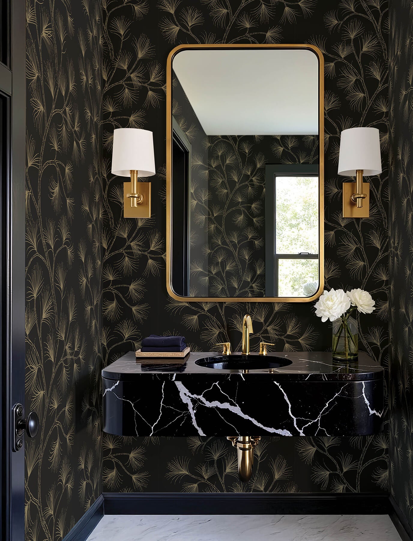 kismine-black-botanical-trail-wallpaper-york-wallcoverings-4198-83481 - York Wallcoverings Wallpaper