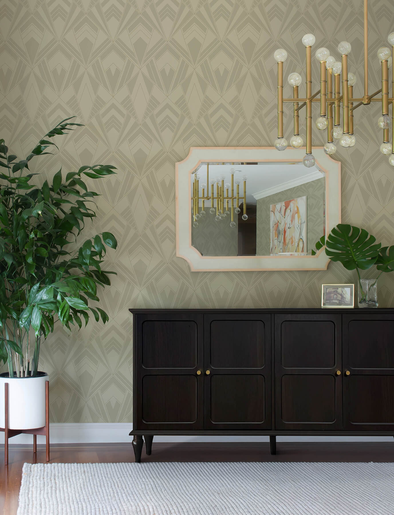 allenby-khaki-flocked-wallpaper-york-wallcoverings-4198-87400 - York Wallcoverings Wallpaper