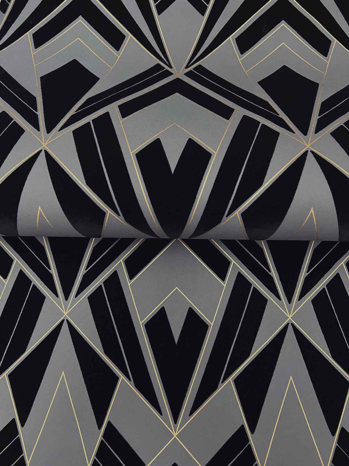 Allenby Black Flocked Wallpaper - York Wallcoverings - 4198-87401 - York Wallcoverings Wallpaper