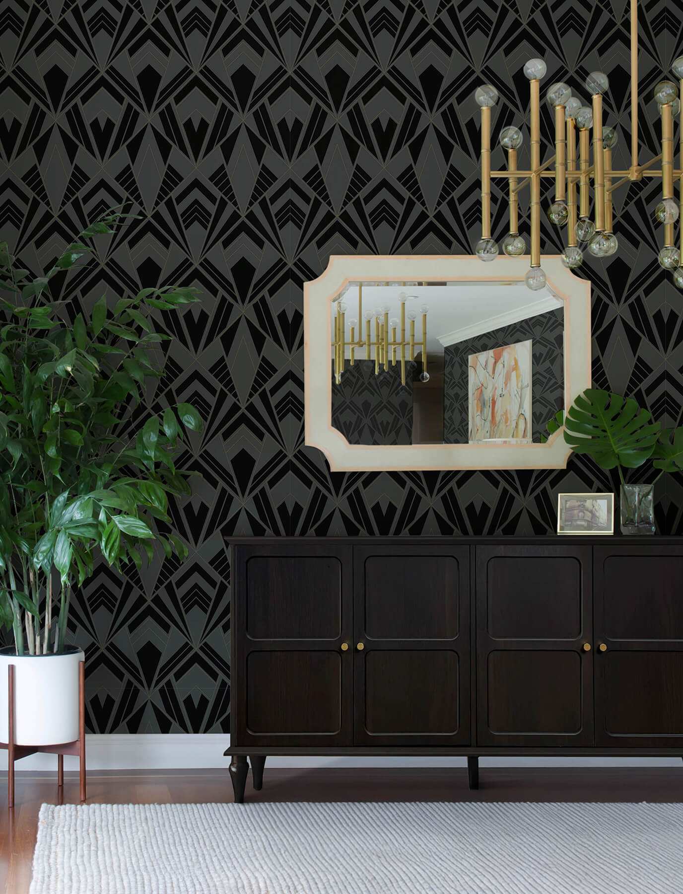 allenby-black-flocked-wallpaper-york-wallcoverings-4198-87401 - York Wallcoverings Wallpaper