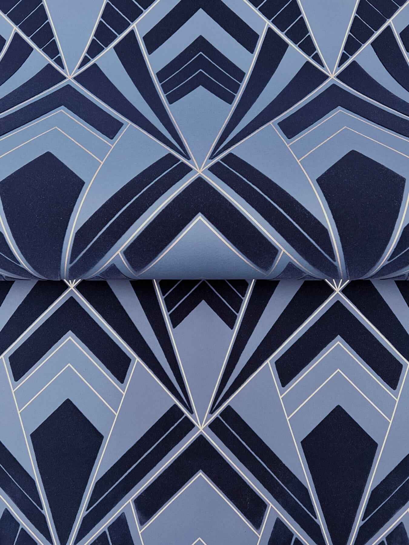 Allenby Indigo Flocked Wallpaper - York Wallcoverings - 4198-87402 - York Wallcoverings Wallpaper