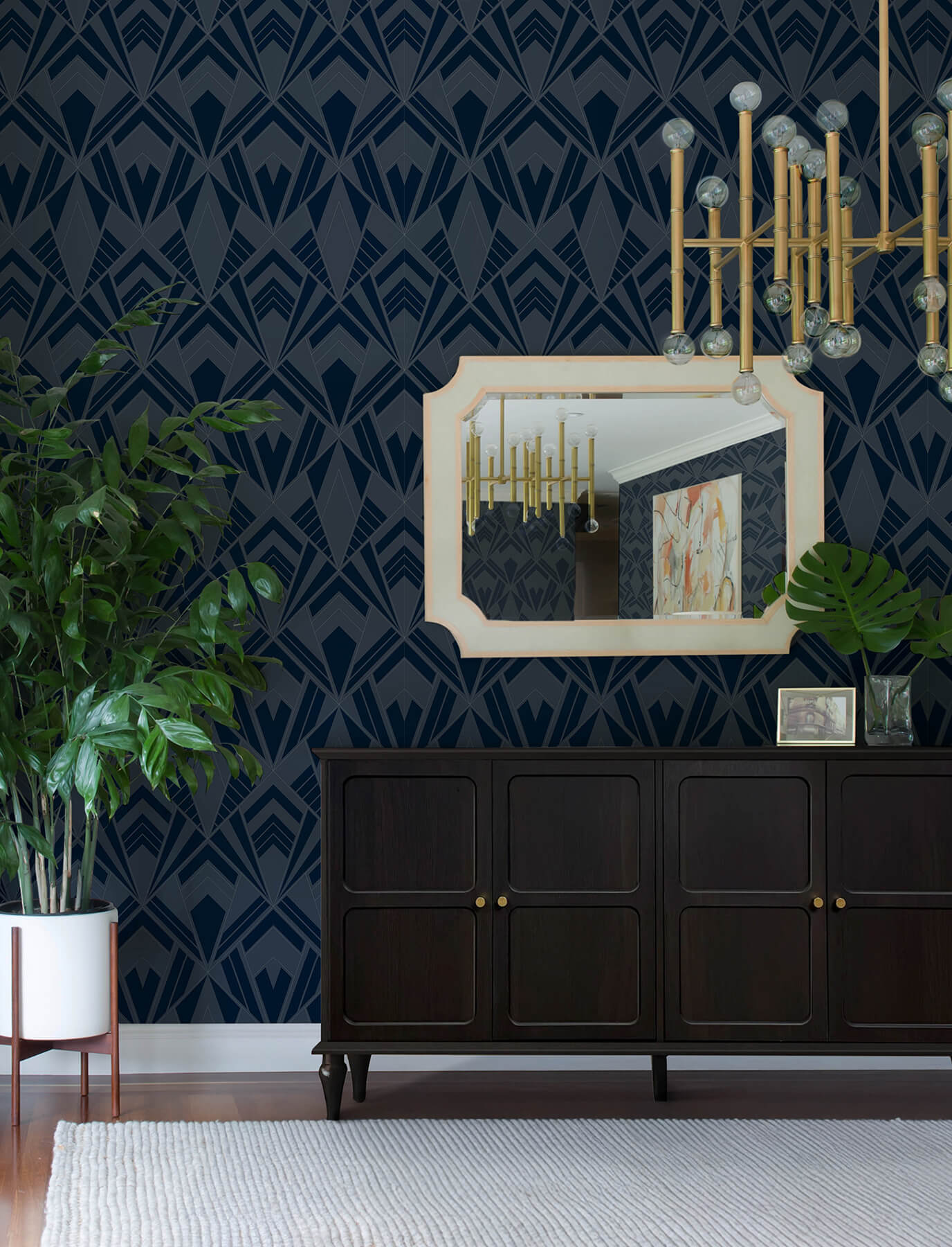 allenby-indigo-flocked-wallpaper-york-wallcoverings-4198-87402 - York Wallcoverings Wallpaper