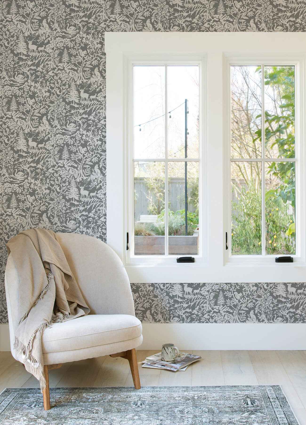 Alrick Charcoal Forest Venture Wallpaper - York Wallcoverings - 3125-72321