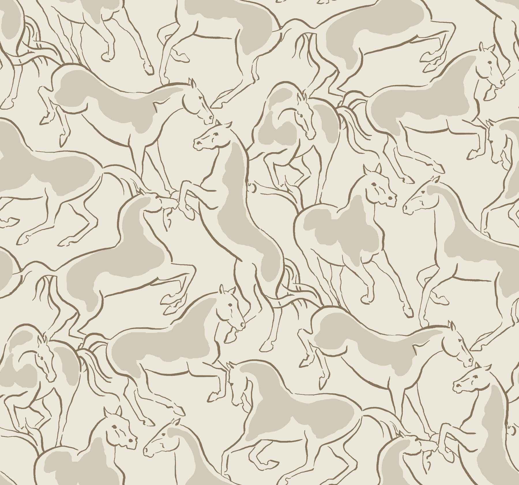 Dressage Beige Stallions Wallpaper - York Wallcoverings - 4211-83503 - York Wallcoverings Wallpaper
