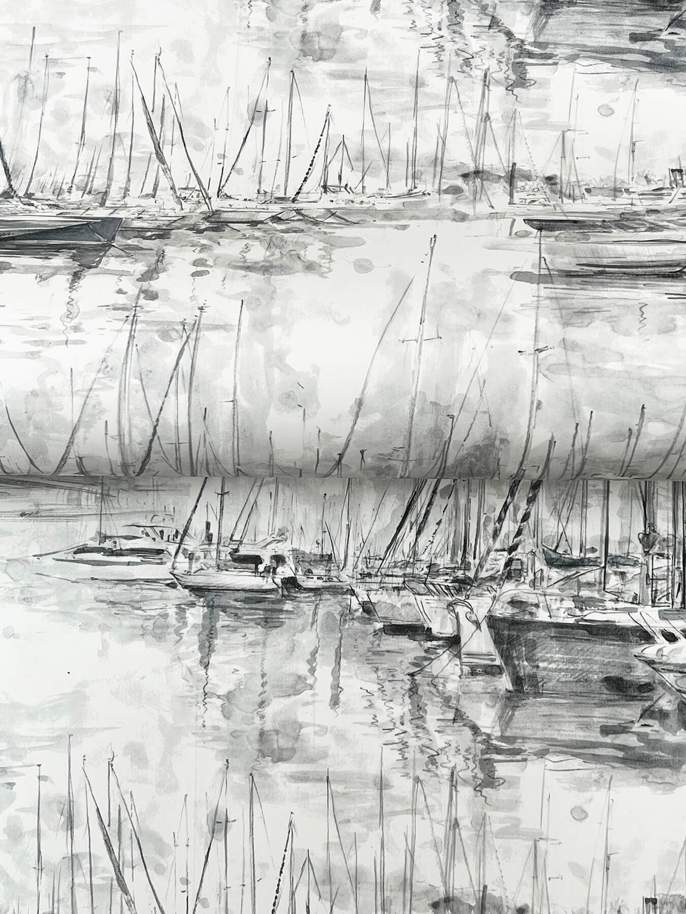 yacht-club-charcoal-scenic-wallpaper-york-wallcoverings-4211-83513 - York Wallcoverings Wallpaper