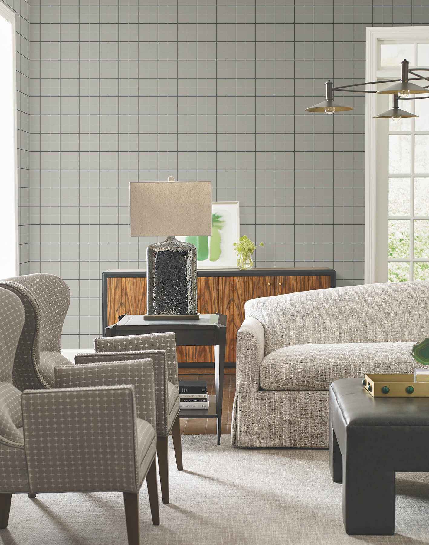 Tattersall Grey Plaid Wallpaper - York Wallcoverings - 4211-83515 - York Wallcoverings Wallpaper