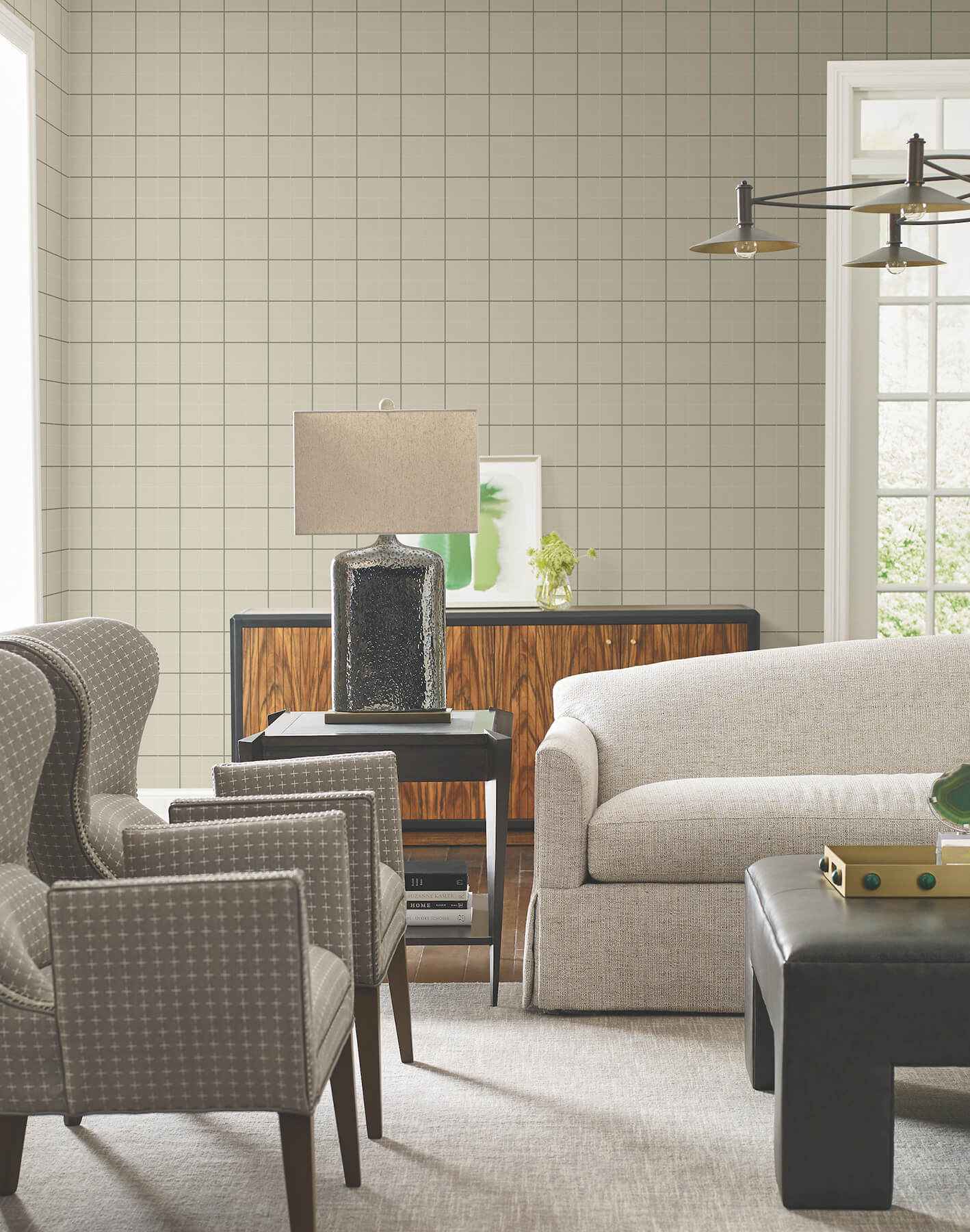 Tattersall Light Brown Plaid Wallpaper - York Wallcoverings - 4211-83518 - York Wallcoverings Wallpaper