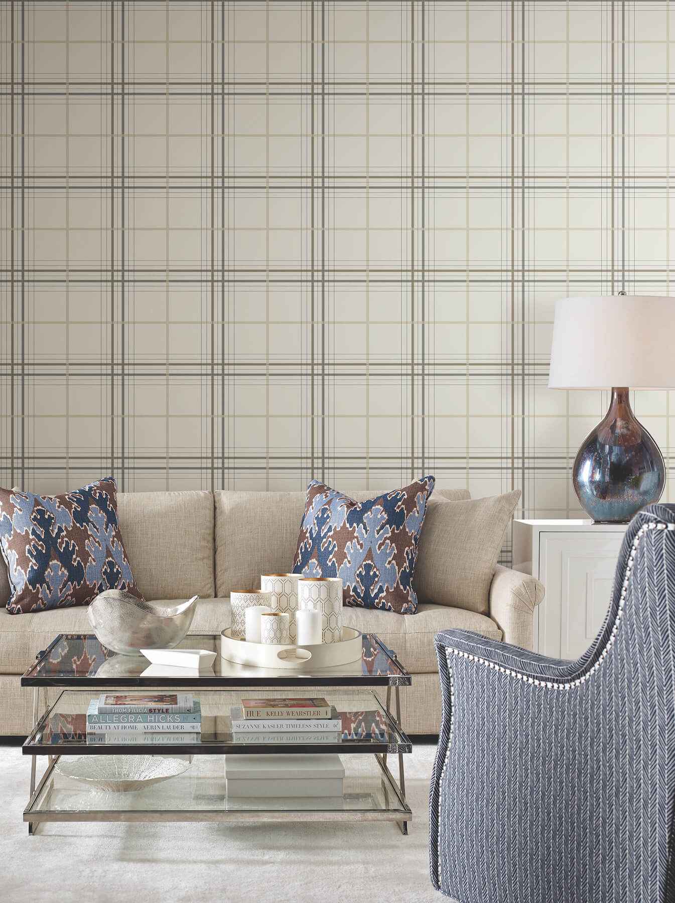 Lakeside Plaid Beige Tailored Wallpaper - York Wallcoverings - 4211-83532 - York Wallcoverings Wallpaper