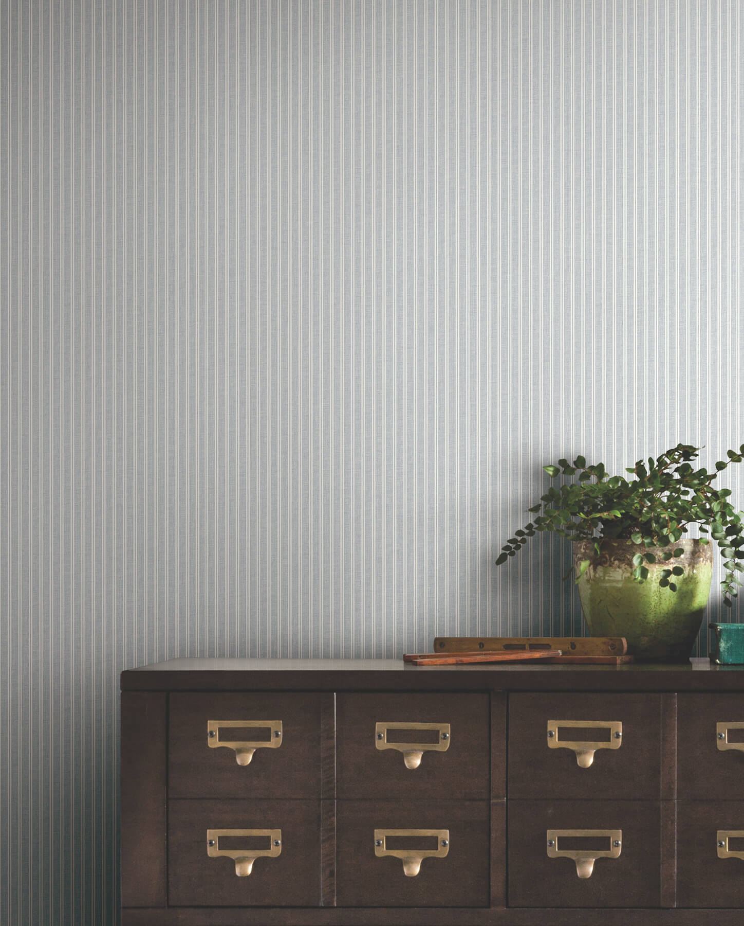 ticking-stripe-blue-faux-linen-wallpaper-york-wallcoverings-4211-83542 - York Wallpaper Wallpaper
