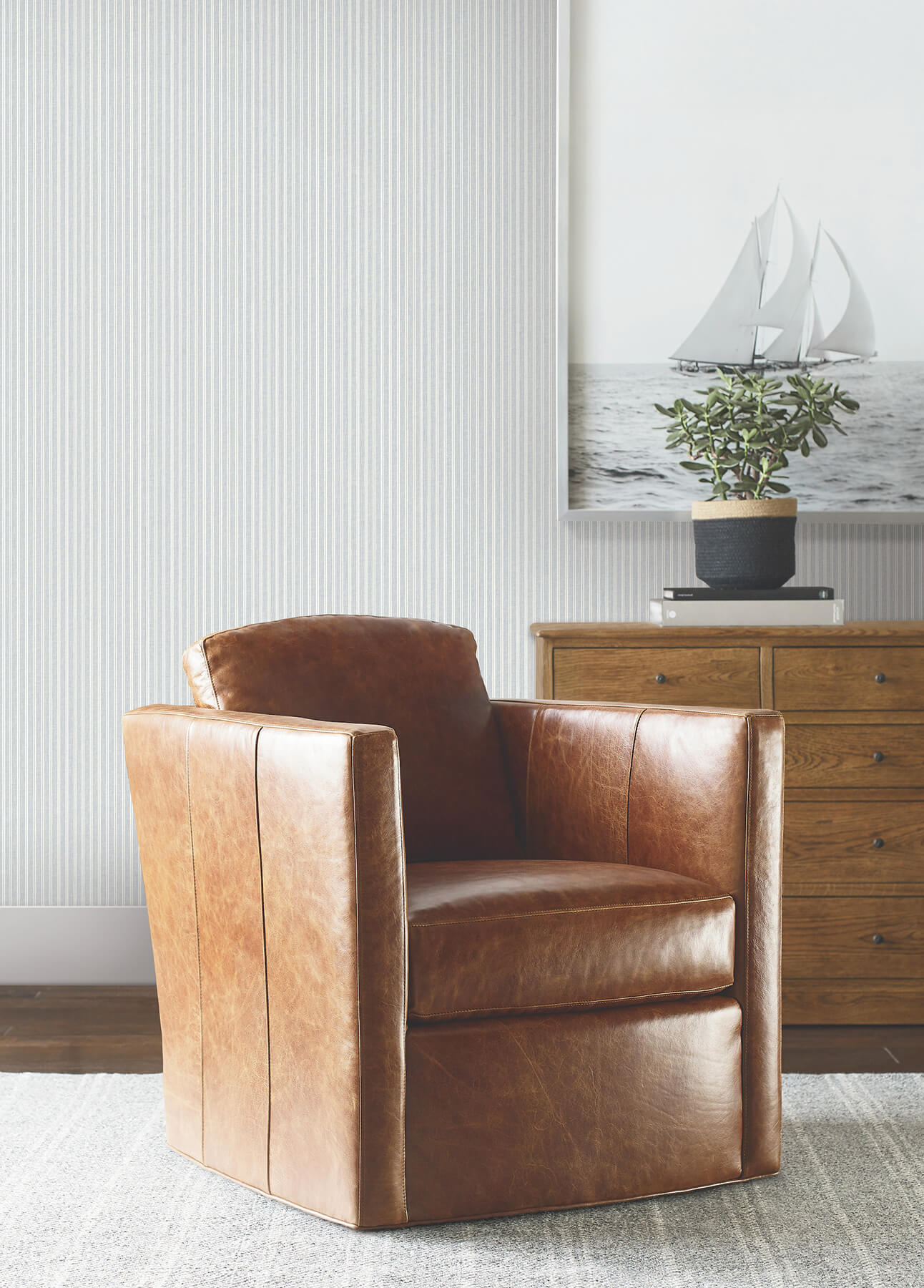 ticking-stripe-blue-faux-linen-wallpaper-york-wallcoverings-4211-83542 - York Wallpaper Wallpaper