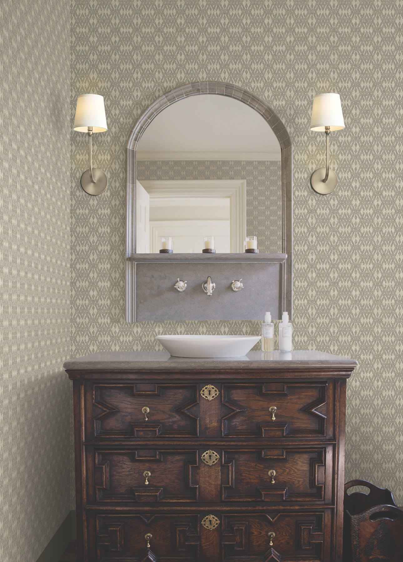 Radcliffe Taupe Diamond Motif Wallpaper - York Wallcoverings - 4211-83547 - York Wallcoverings Wallpaper