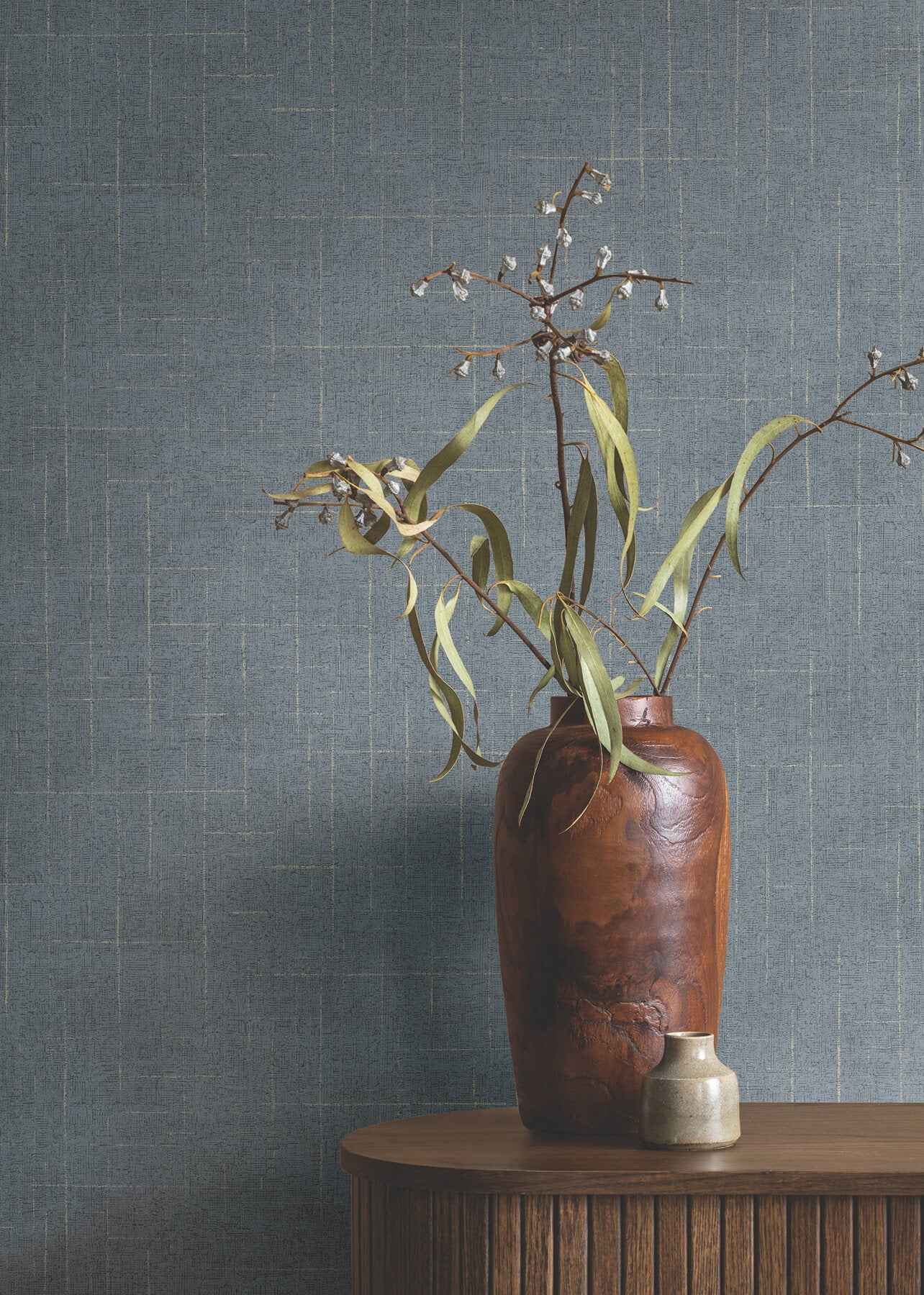 Saratoga Blue Faux Linen Wallpaper - York Wallcoverings - 4211-83548 - York Wallcoverings Wallpaper
