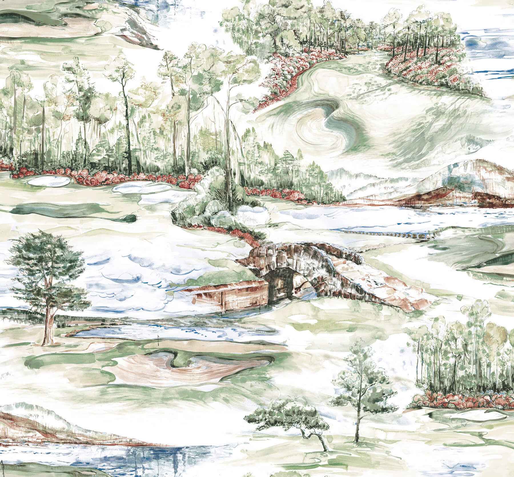 Hole In One Multicolor Scenic Wallpaper - York Wallcoverings - 4211-83552 - York Wallcoverings Wallpaper