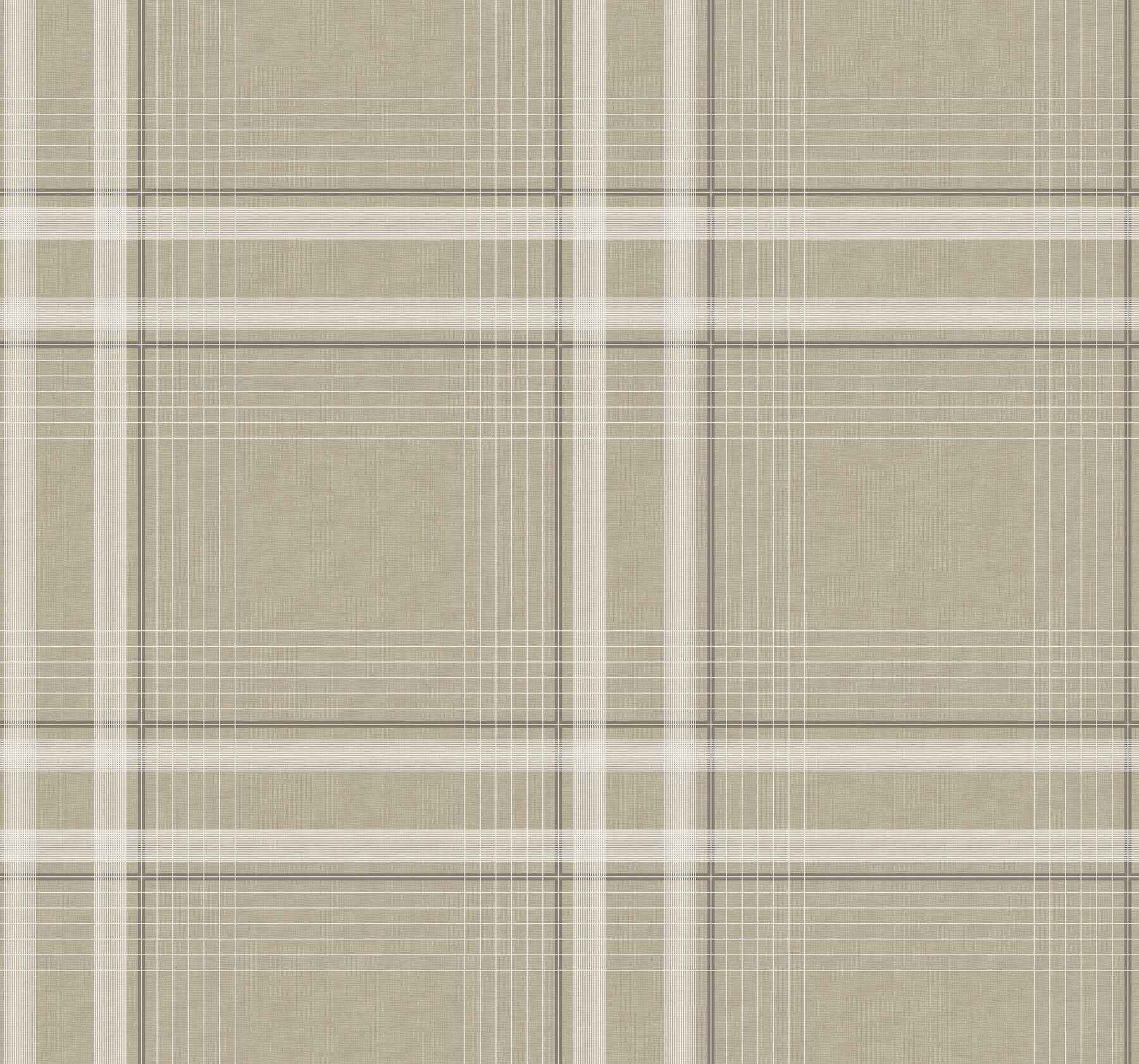 Country Club Plaid Taupe Faux Linen Wallpaper - York Wallcoverings - 4211-83564
