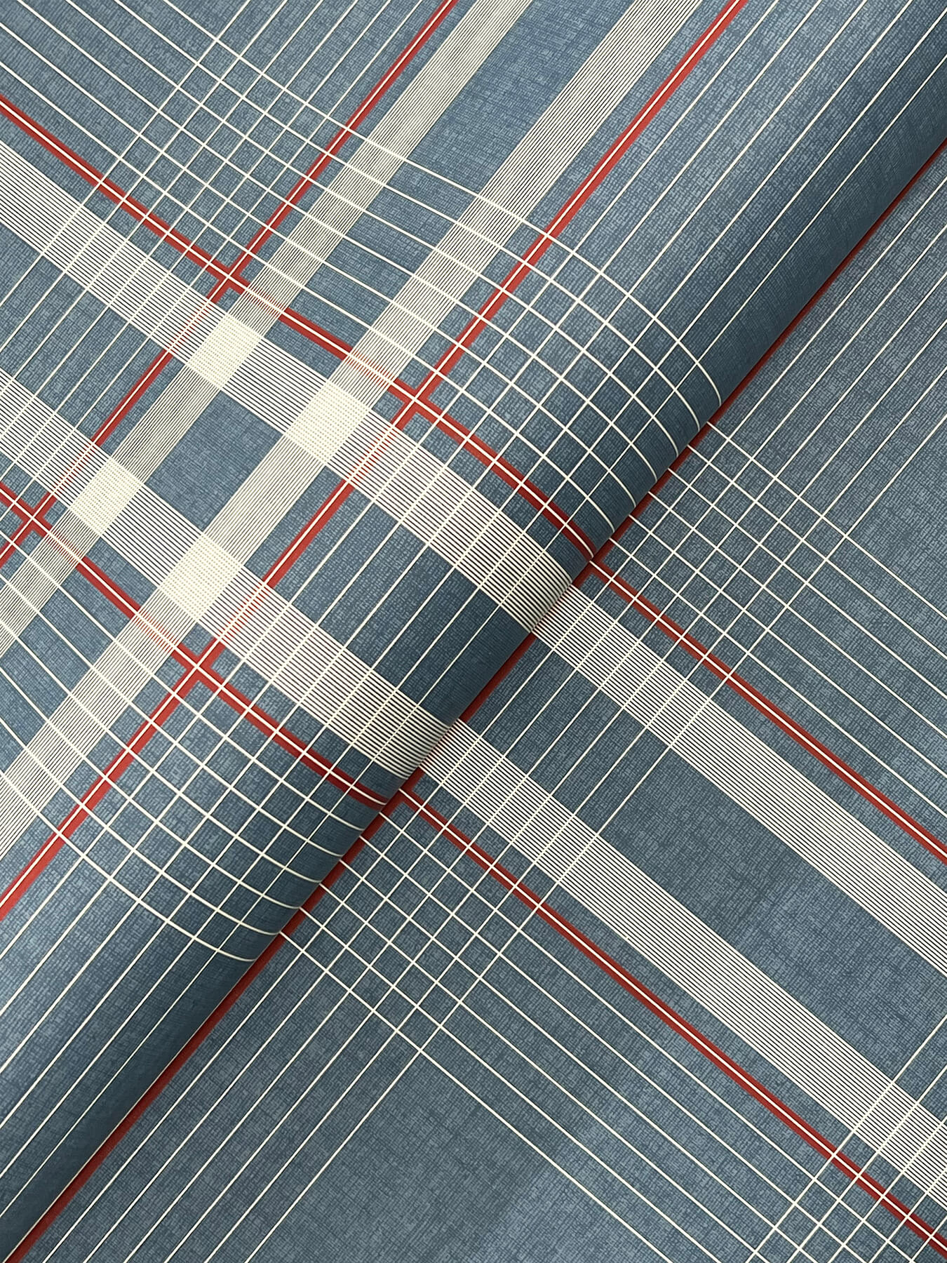 country-club-plaid-denim-faux-linen-wallpaper-york-wallcoverings-4211-83567 - York Wallcoverings Wallpaper
