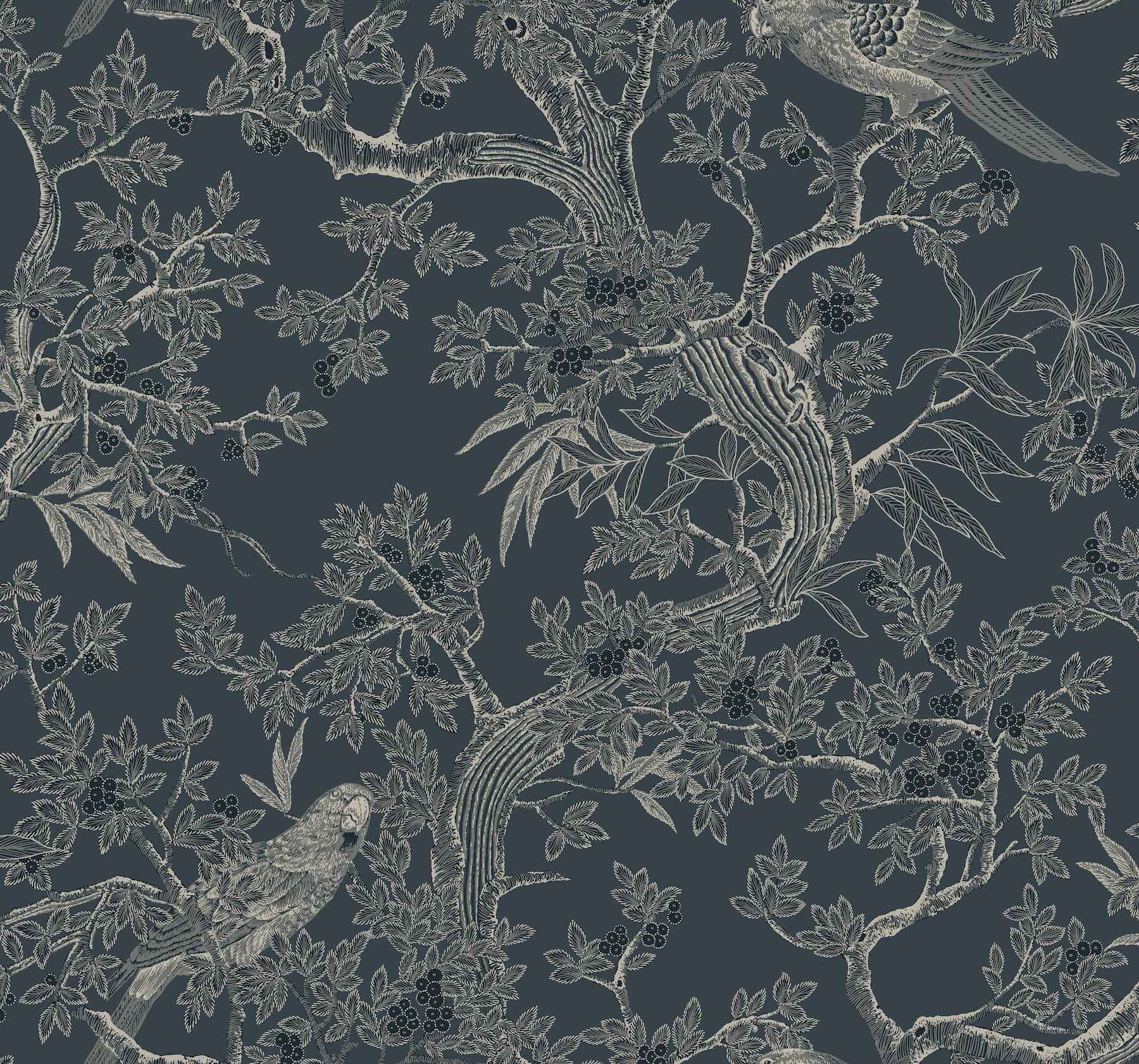 Regal Ridge Dark Blue Trailing Tree Wallpaper - York Wallcoverings - 4211-83569
