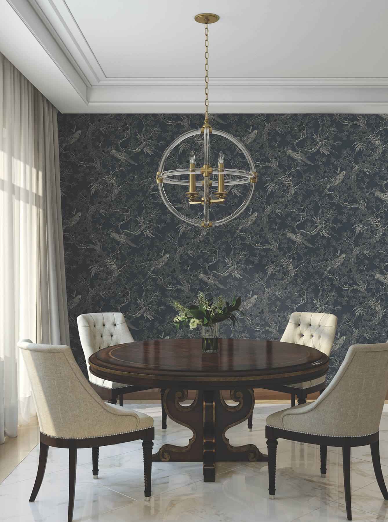 Regal Ridge Dark Blue Trailing Tree Wallpaper - York Wallcoverings - 4211-83569 - York Wallcoverings Wallpaper