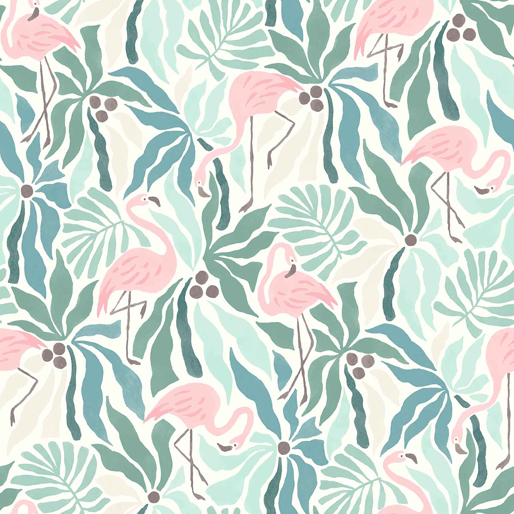 Flamingo Fun Green Peel and Stick Wallpaper - York Wallcoverings - NUS6622 - York Wallcoverings Wallpaper