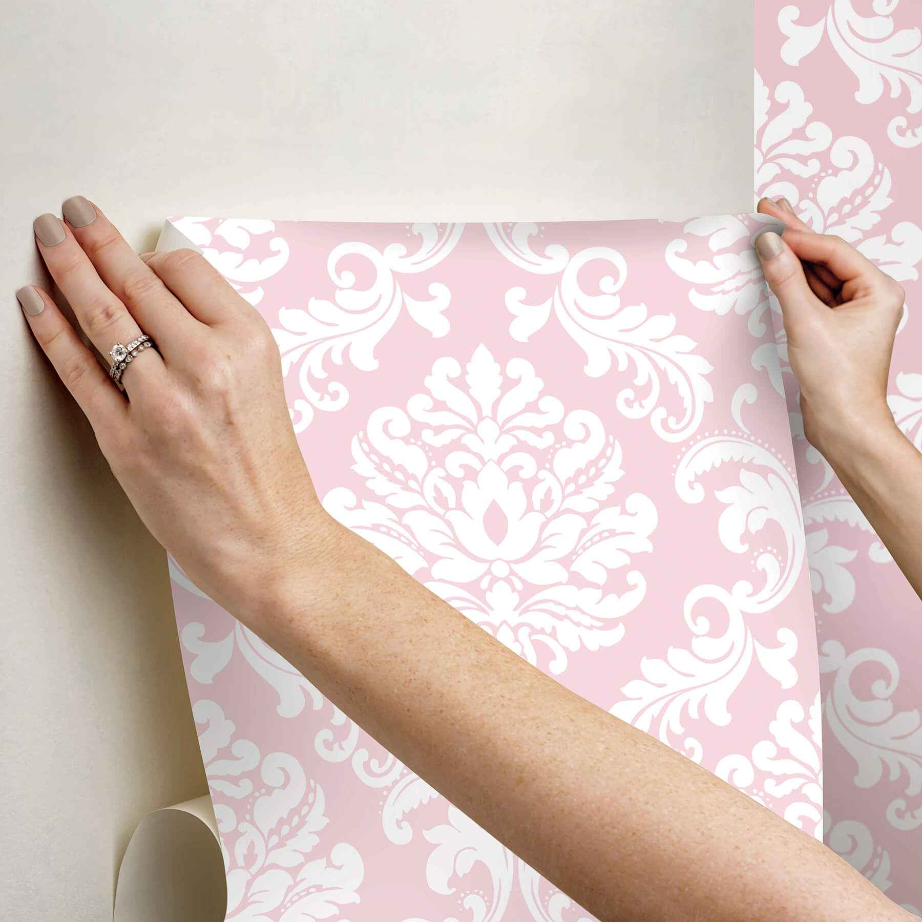 Pink Ariel Peel and Stick Wallpaper - York Wallcoverings - NU1397 - York Wallcoverings Wallpaper