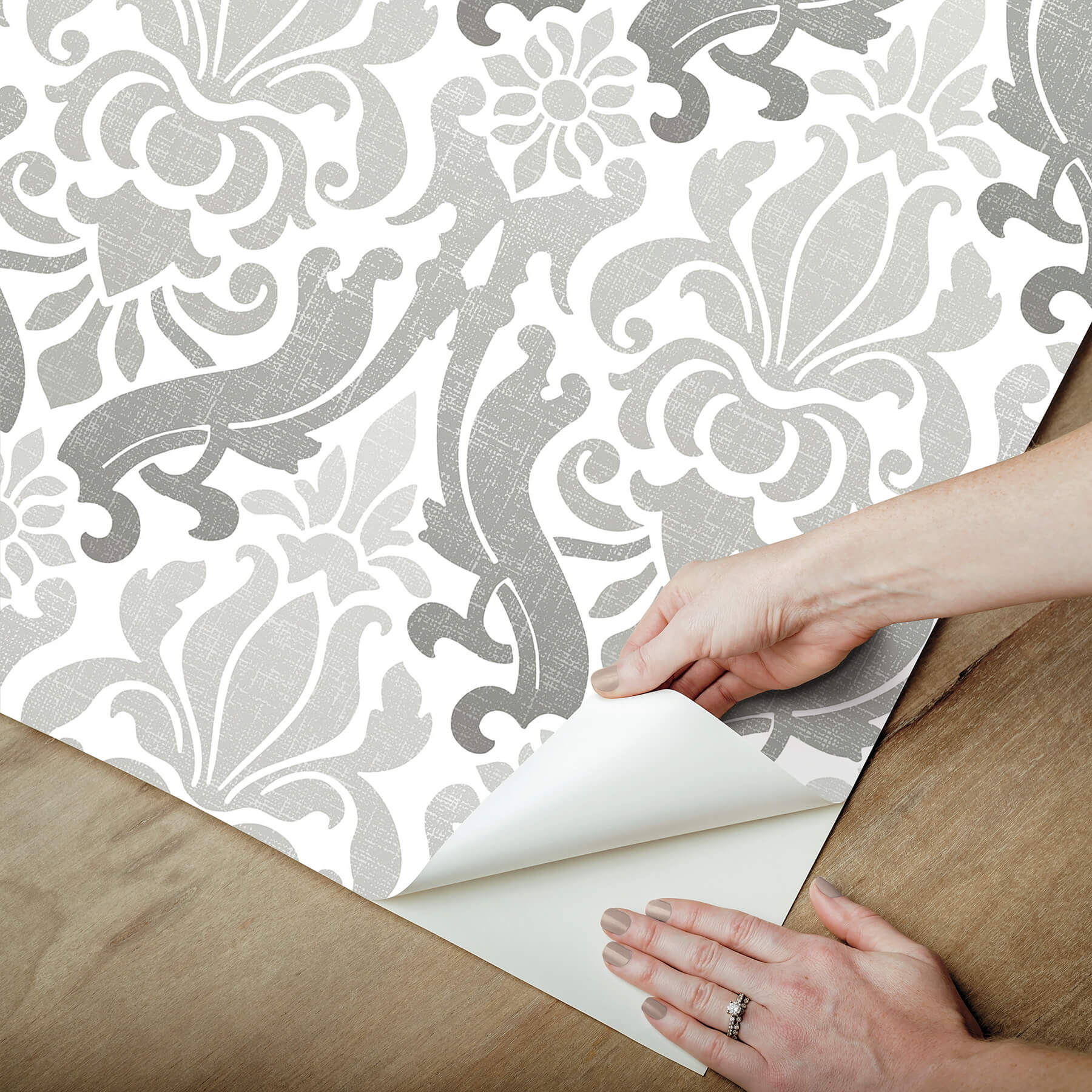 grey-nouveau-damask-peel-and-stick-wallpaper-york-wallcoverings-nu1827 - York Wallcoverings Wallpaper